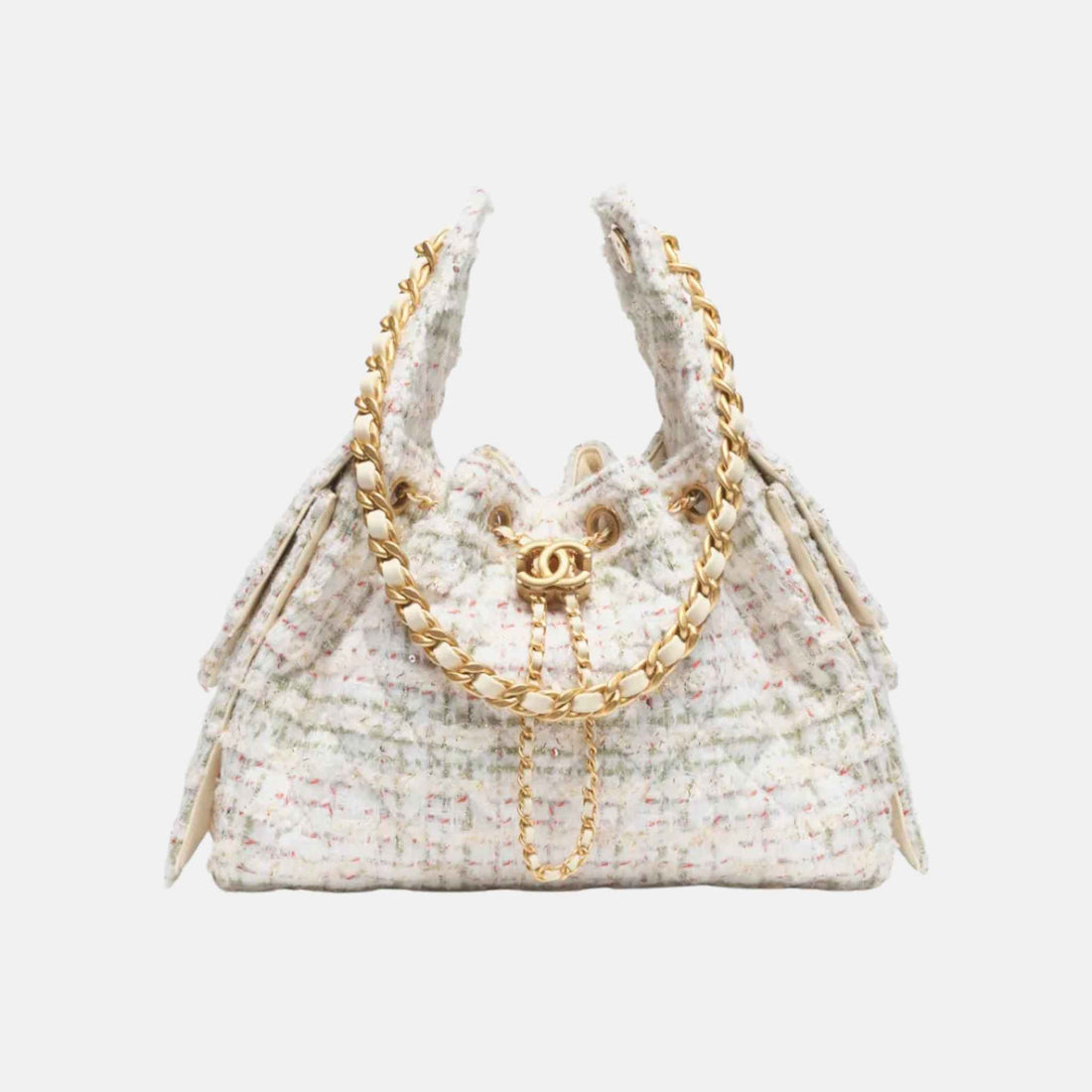 Chanel 25 Small Handbag In Wool Tweed And Gold Tone Metal, Front