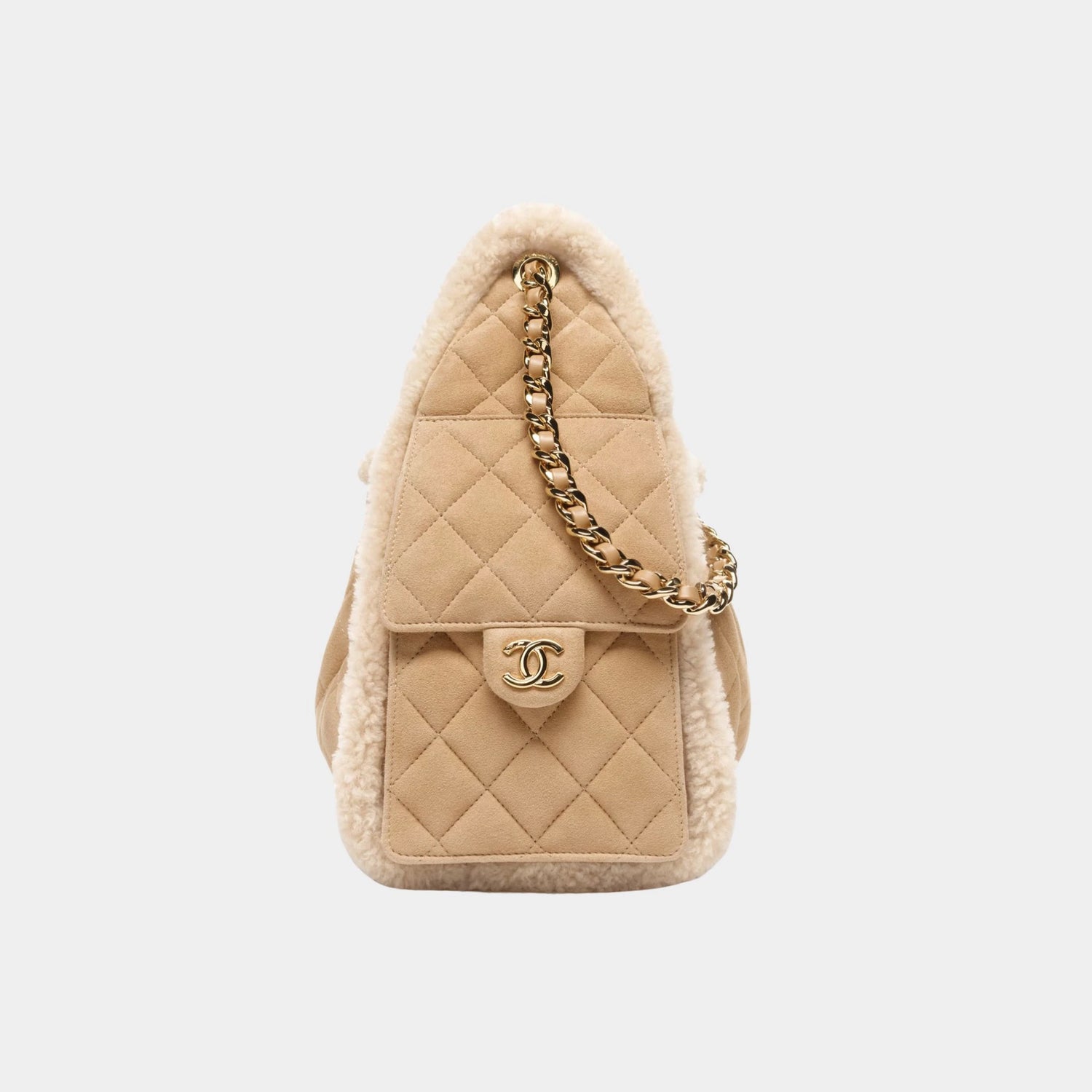 Chanel 25 Small Handbag Shearling Sheepskin &amp; Gold-Tone Metal