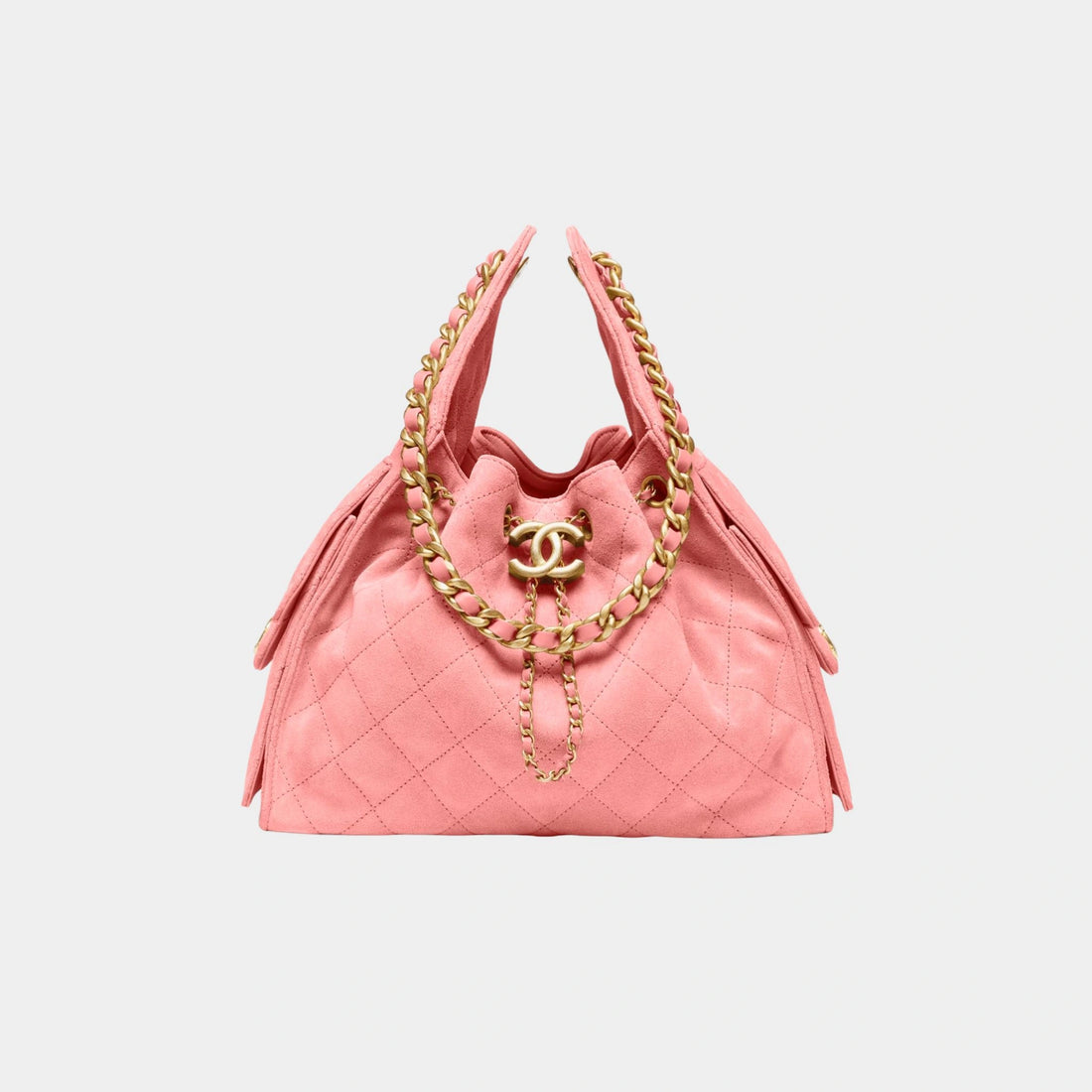 Chanel 25 Small Handbag Suede Calfskin &amp; Gold Tone Metal Pink
