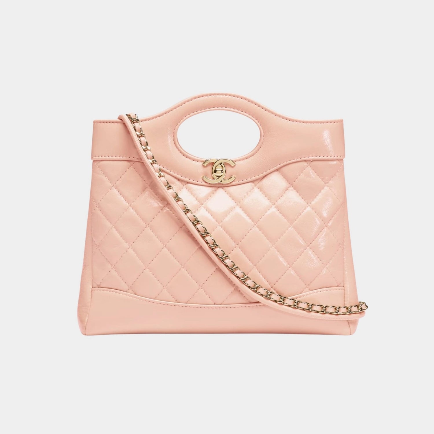 Chanel 31 Mini Shopping Bag Leather &amp; Gold Tone Metal, Light Pink , Front 