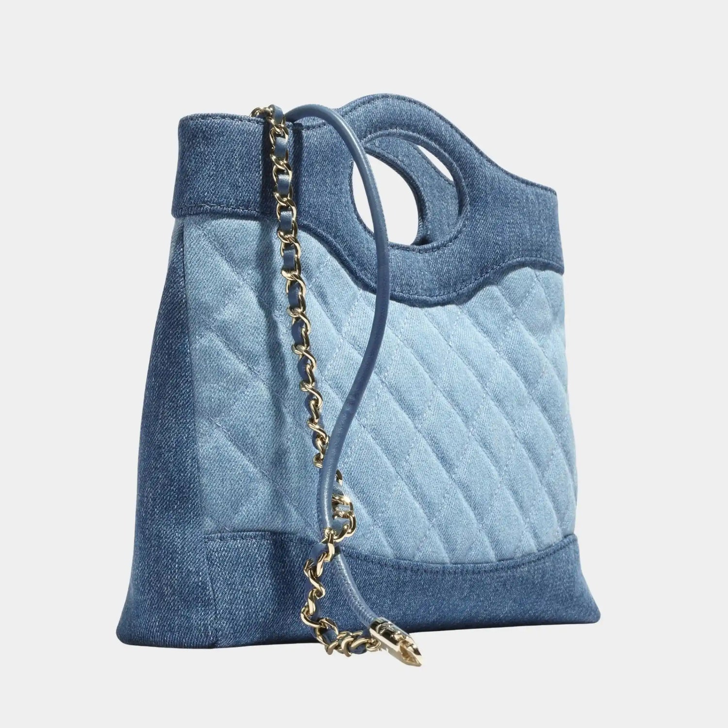 Chanel 31 Mini Shopping Bag Washed Denim &amp; Gold Tone Metal, Back