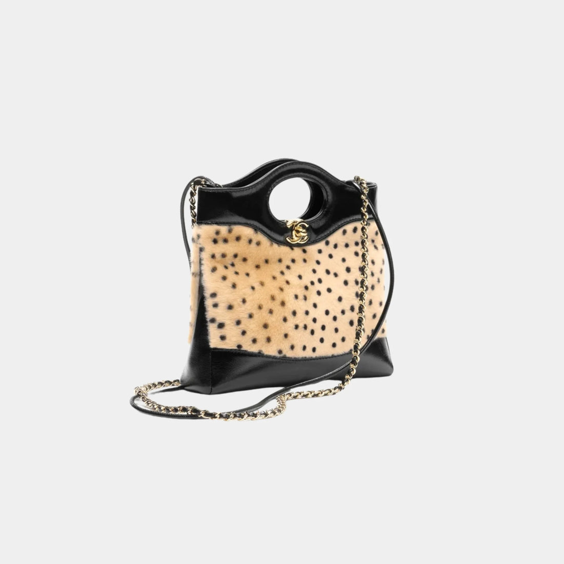 Chanel 31 Mini Tote in Light Beige & Black Lambskin, Front Side