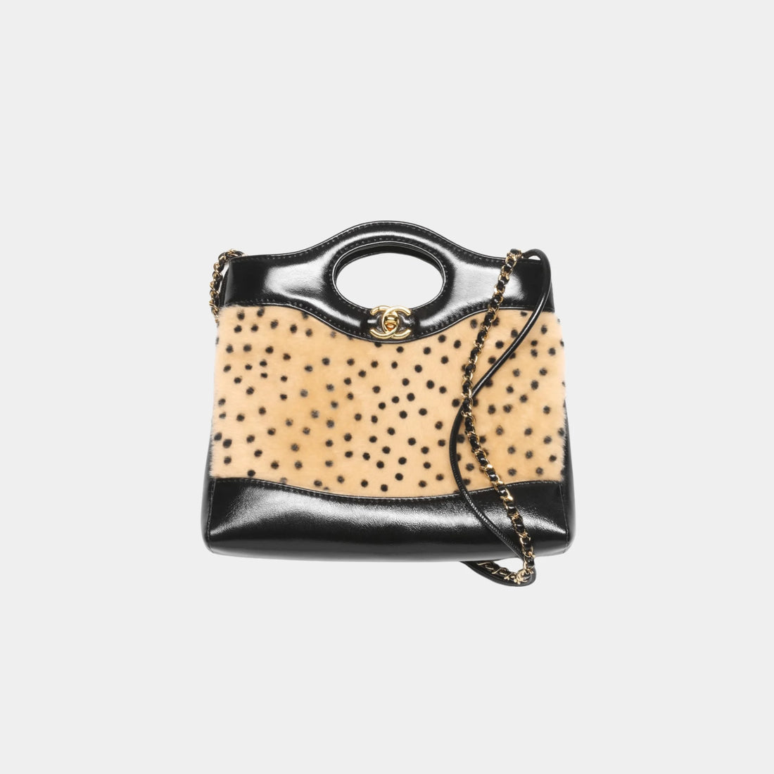 Chanel 31 Mini Tote in Light Beige & Black Lambskin, Front
