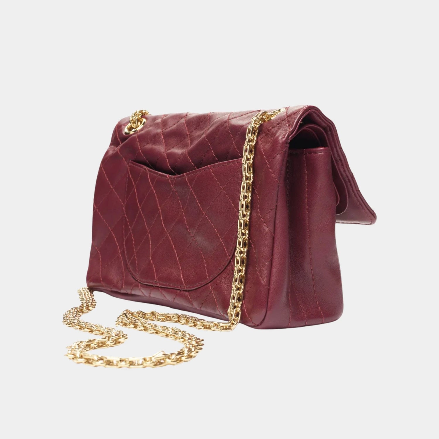 Chanel Bag 2.55 Lamb &amp; gold-plated metal, Dark Burgundy, back