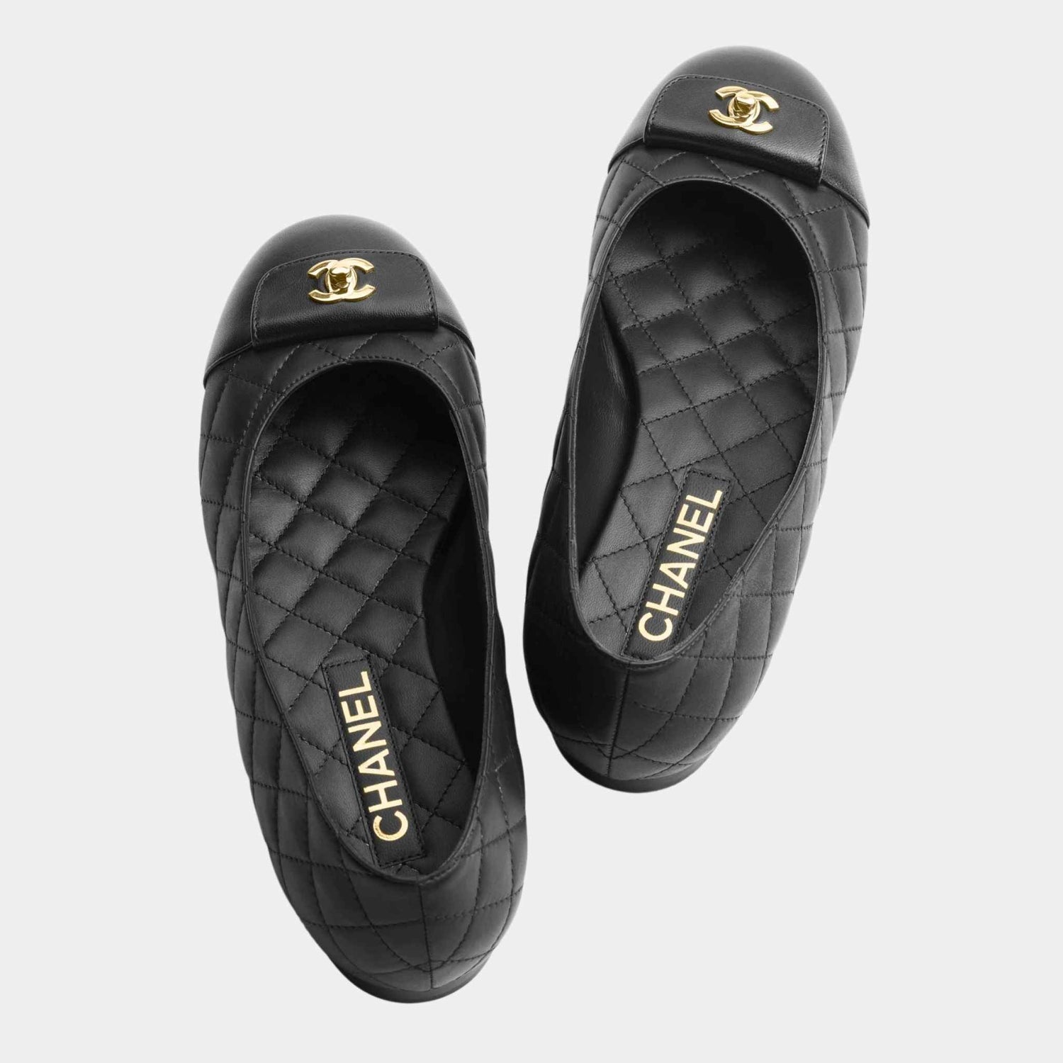 Chanel Ballet Flats Calfskin And Lambskin Black, Top view