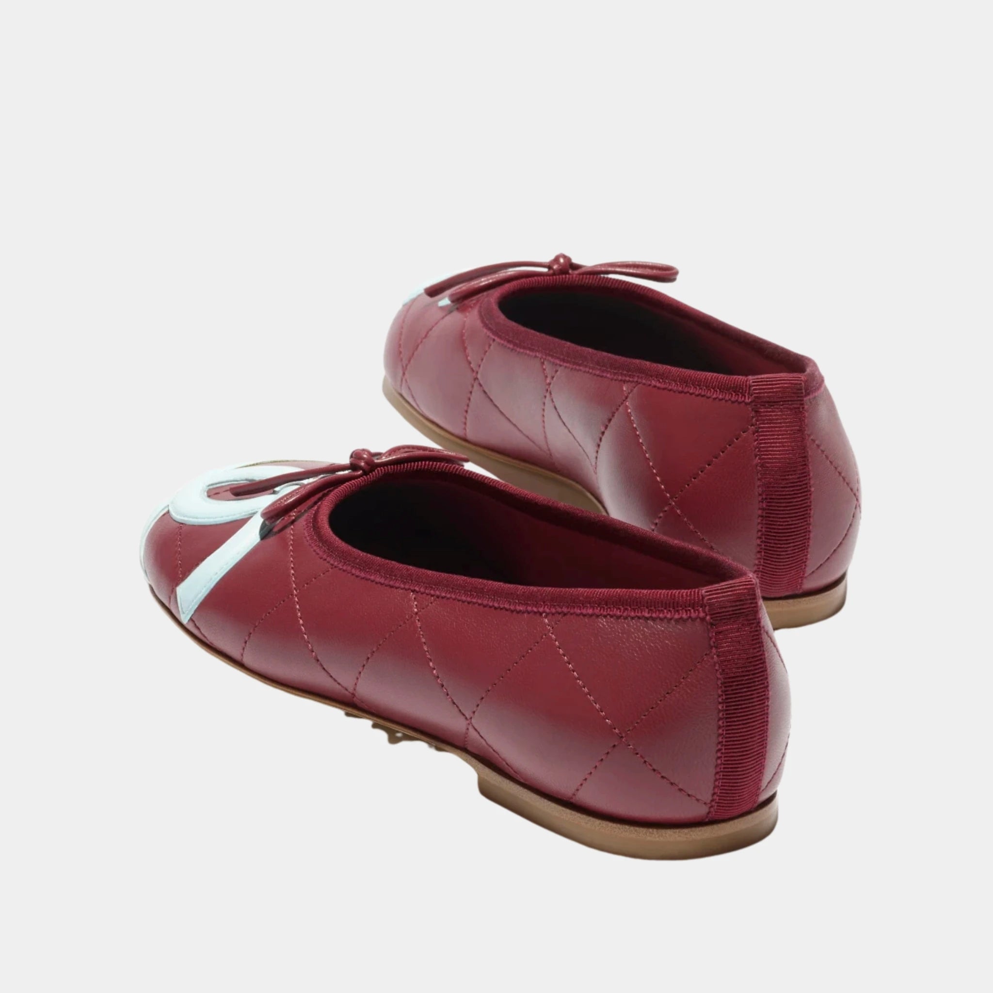 Chanel Ballet Flats in Lambskin, Burgundy, Back