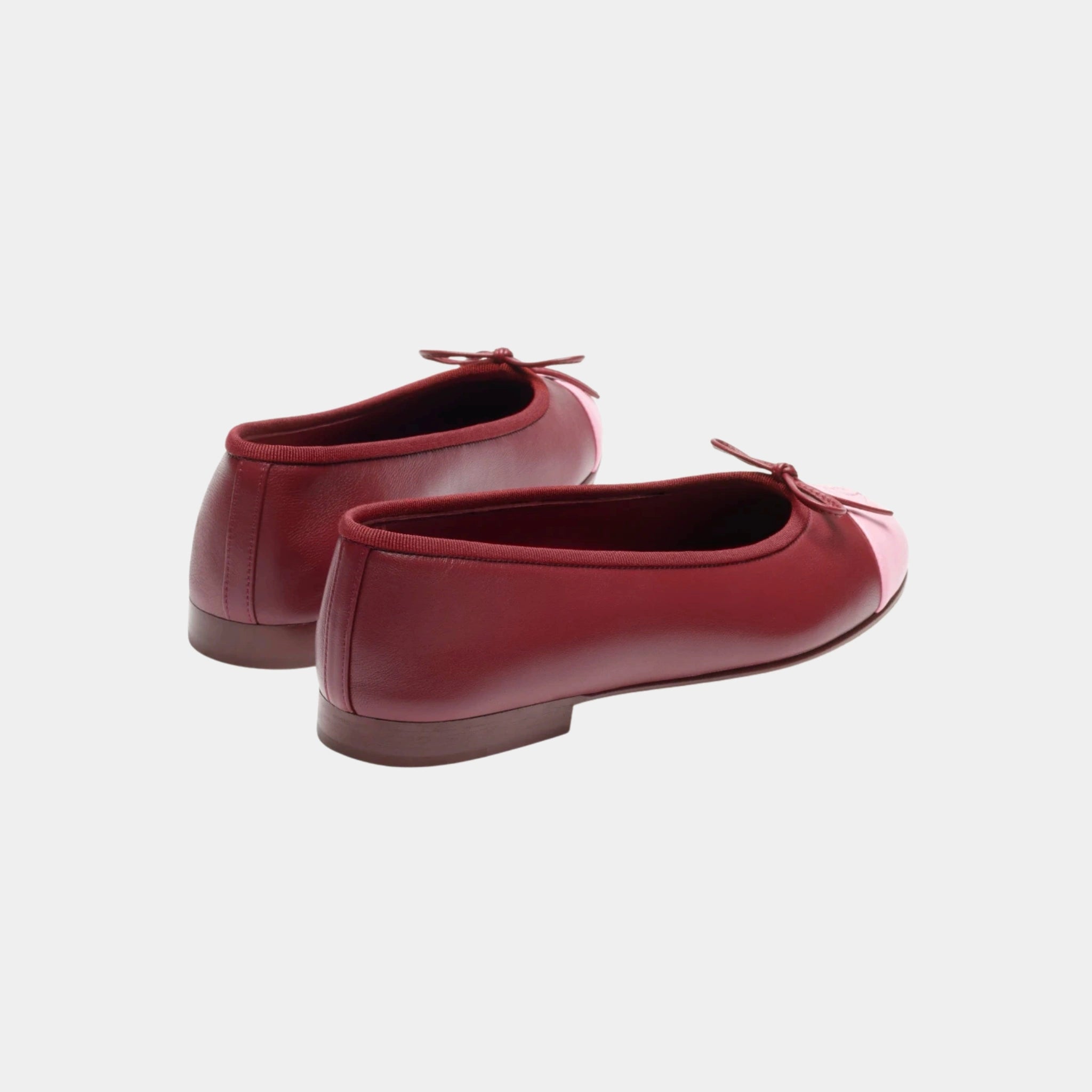 Chanel Ballet Flats in Lambskin Burgundy &amp; Pink, Back