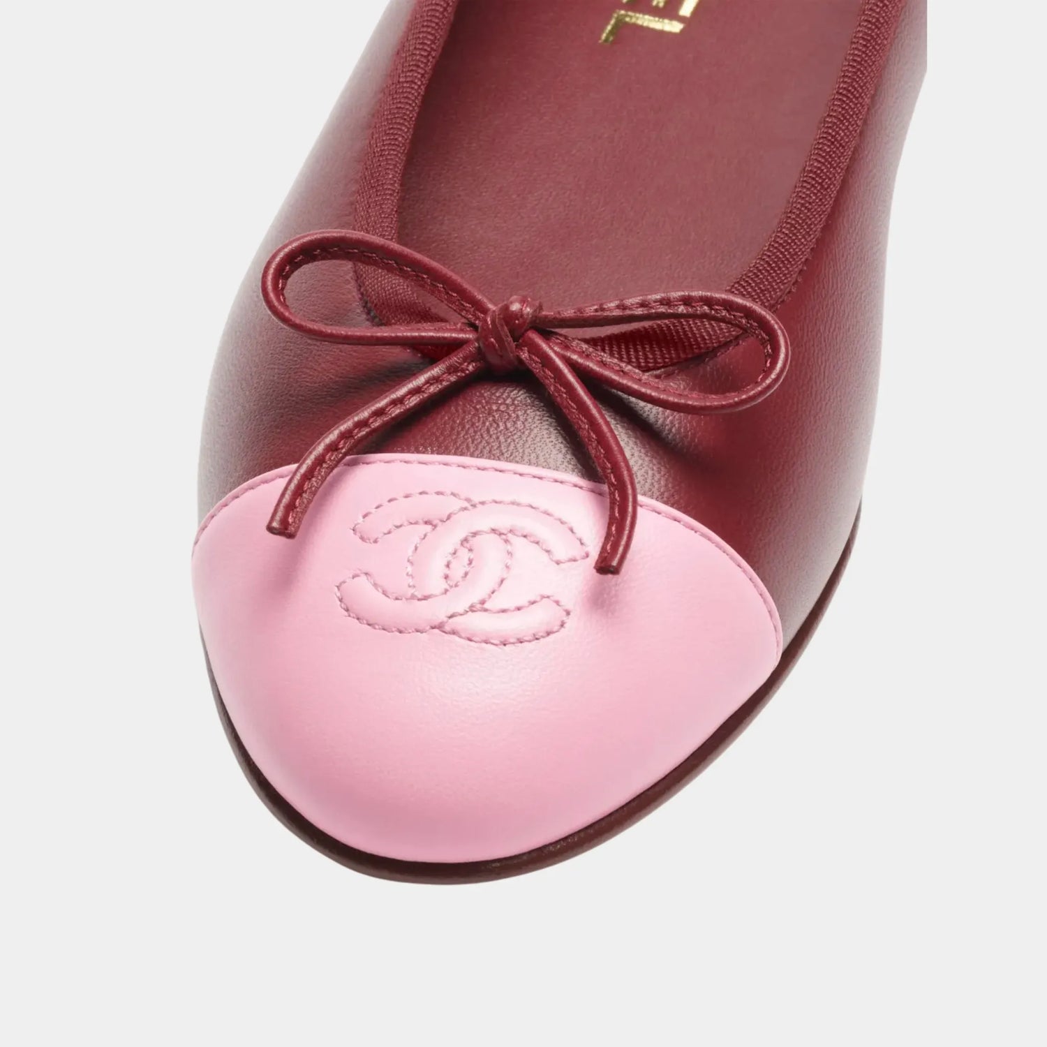 Chanel Ballet Flats in Lambskin Burgundy &amp; Pink, Top