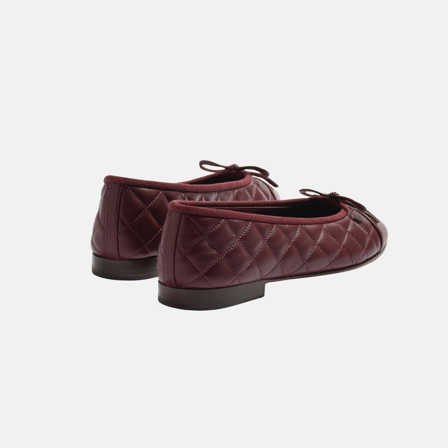 Chanel Ballet Flats in Lambskin Leather, Dark Burgundy, Back