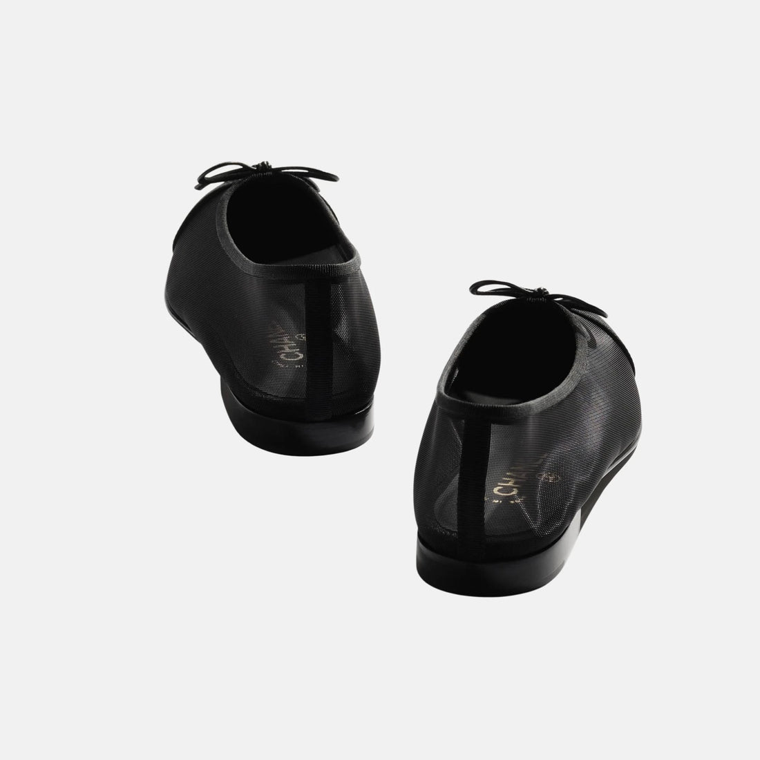Chanel Ballet Flats in Mesh and Grosgrain, Black, Back