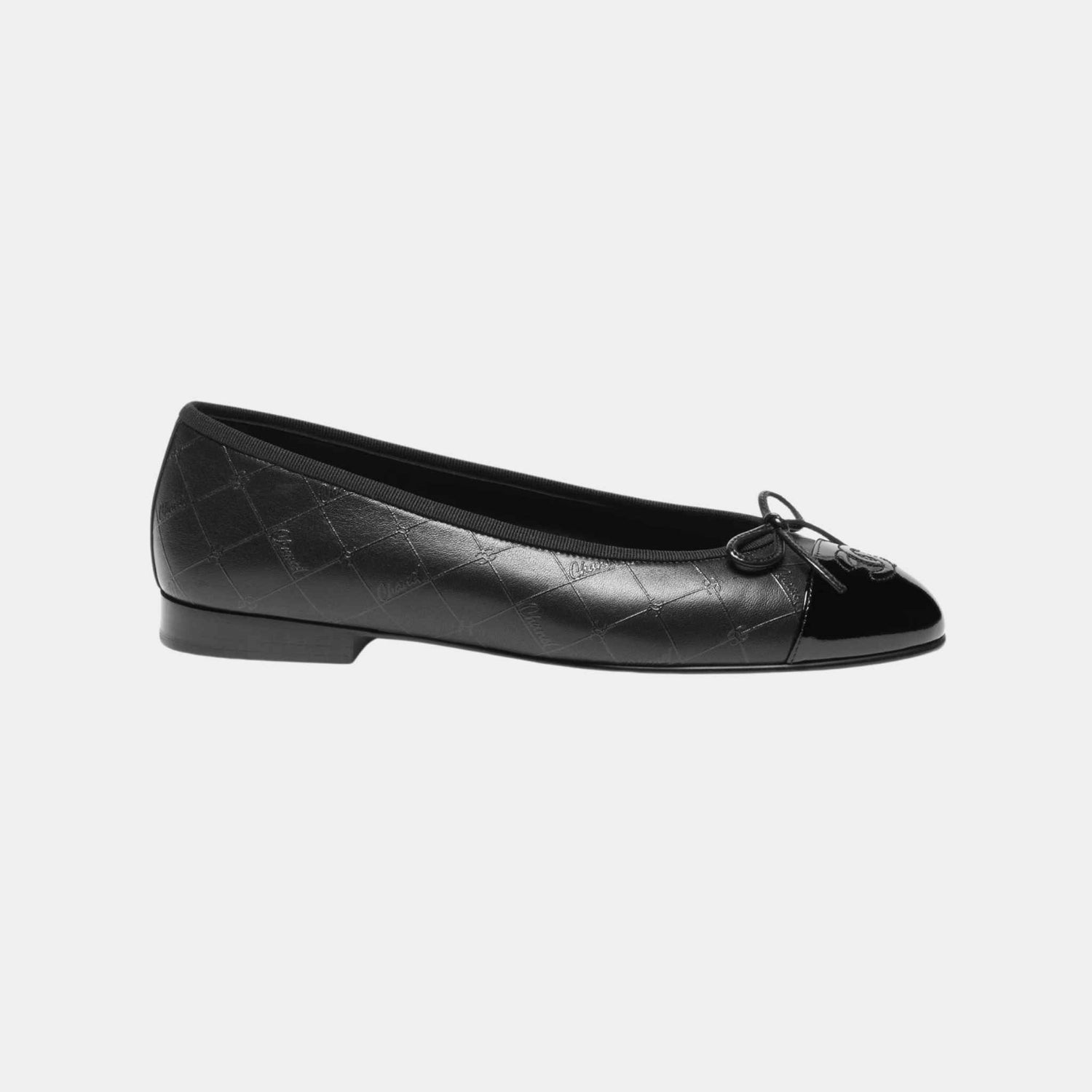 Chanel Ballet Flats Printed Lambskin And Patent Calfskin Black, Side