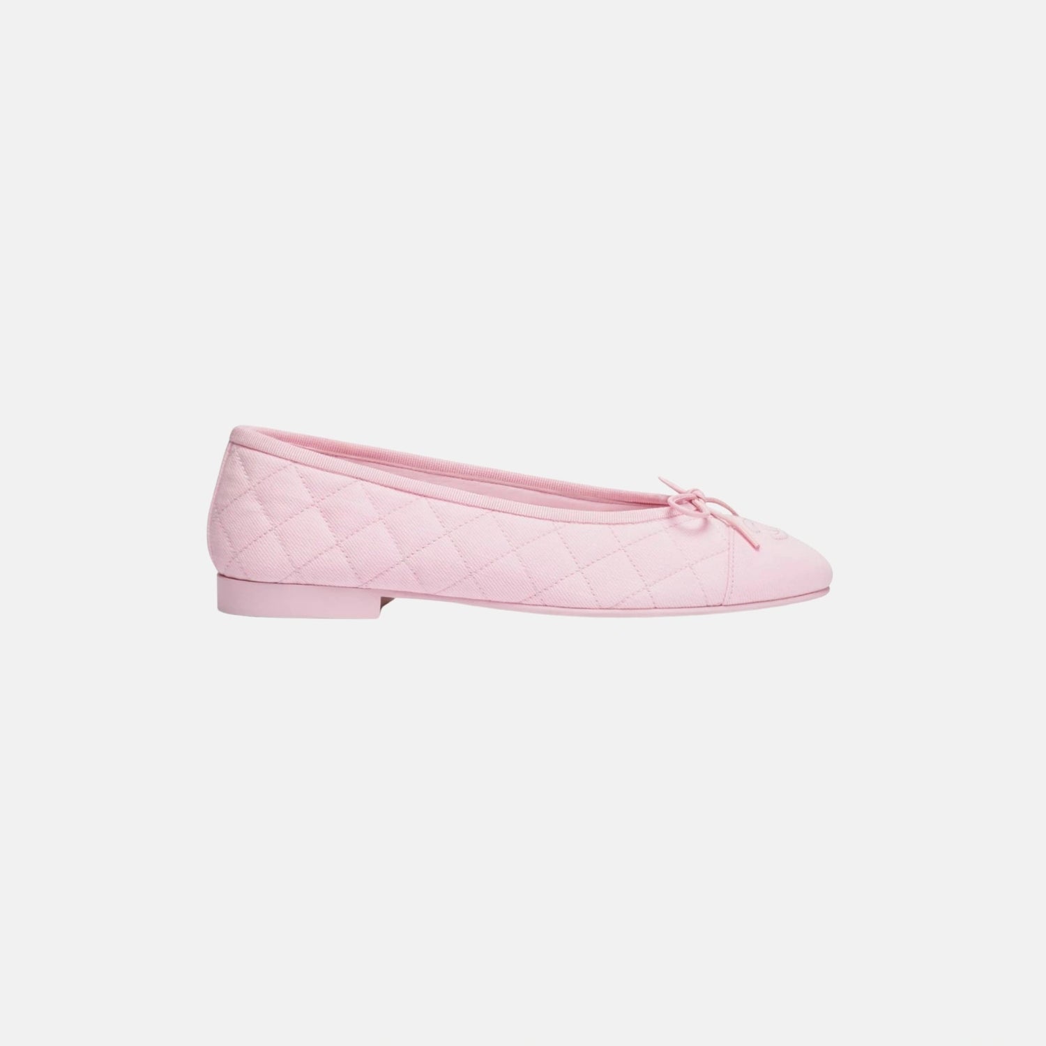 Chanel Ballet Flats in Tweed and Fabric Denim, Light Pink, Side