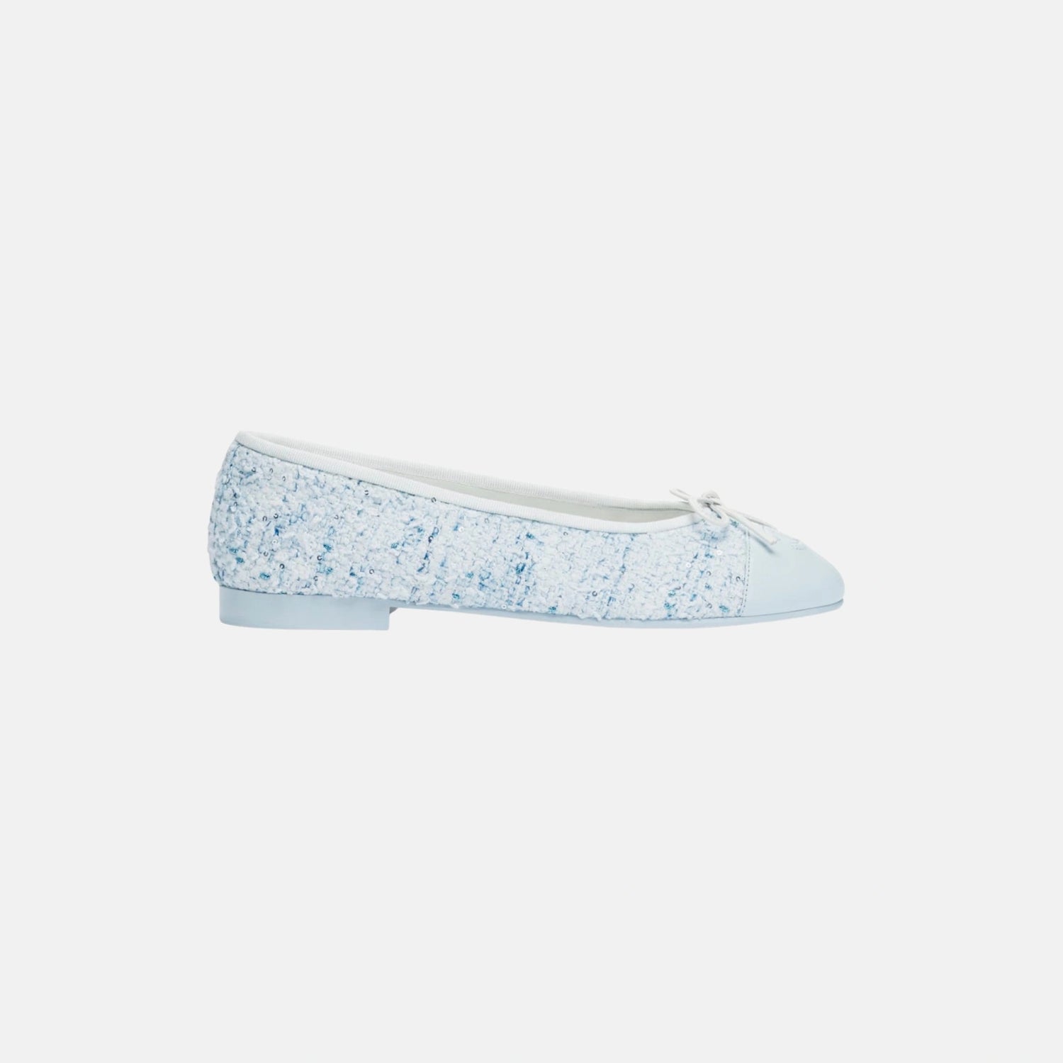 Chanel Ballet Flats in Tweed and Lambskin, Blue White and Silver, Side