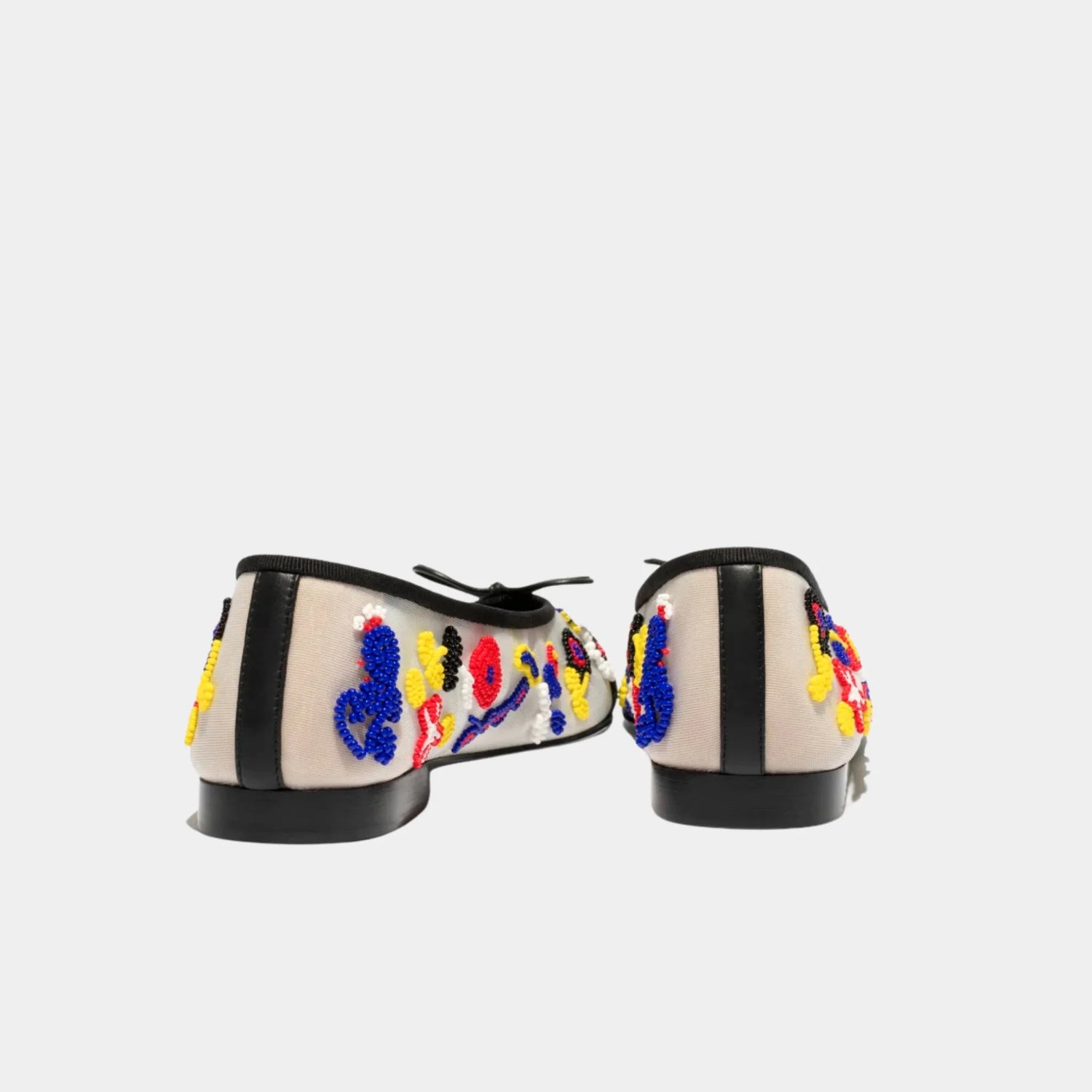 Chanel Ballet Flats in Mesh Imitation Pearls &amp; Grosgrain, Multicolour, Back