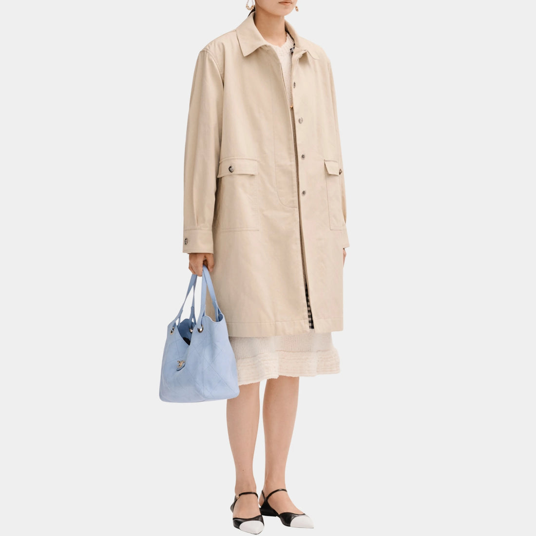 Chanel Beige Coat in Gabardine, Front