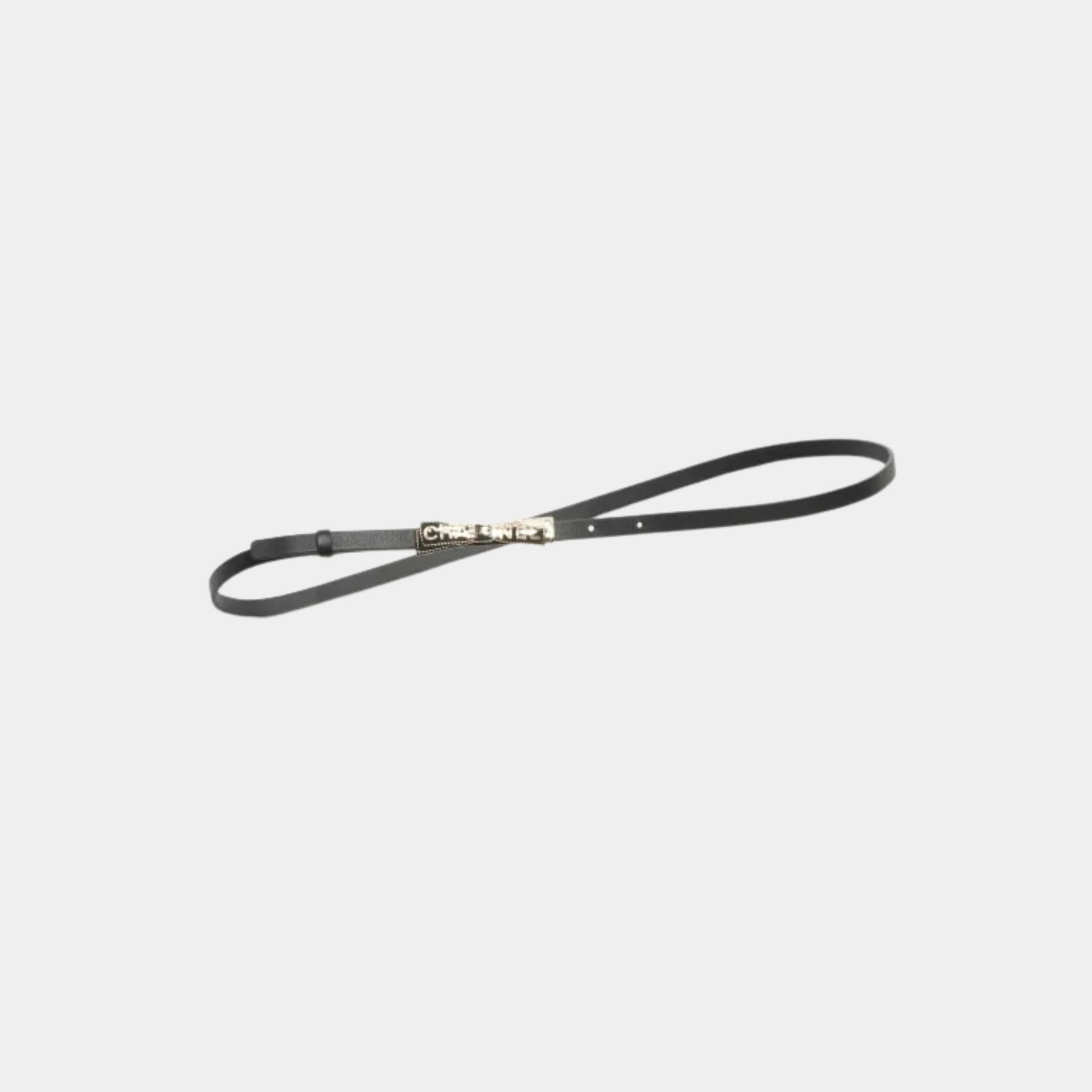 chanel Belt Calf &amp; Metal Black Gold And Silver, Front