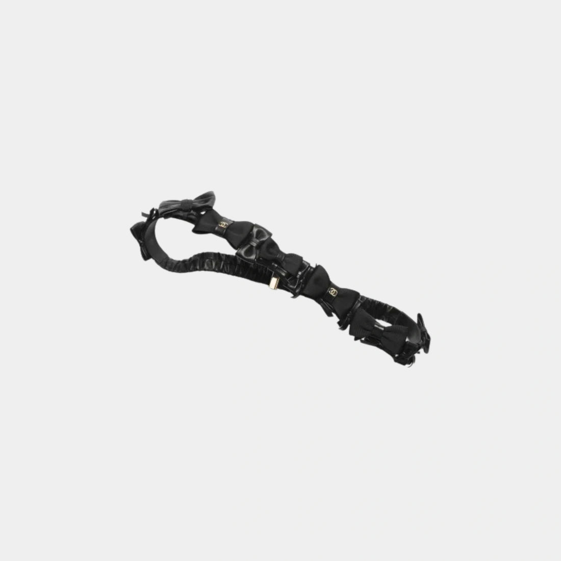 Chanel Belt Lambskin Mixed Fibers &amp; Metal Black &amp; Gold, Front