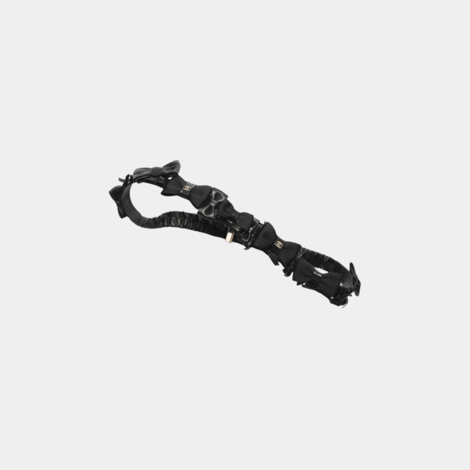 Chanel Belt Lambskin Mixed Fibers &amp; Metal Black &amp; Gold, Front
