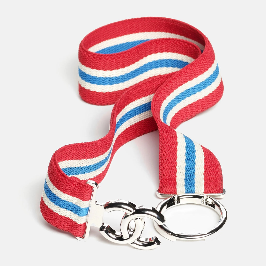 Chanel Belt Mixed Fibres & Metal in Red, White, Blue and Silver, Coco Neige 2026, close up detail