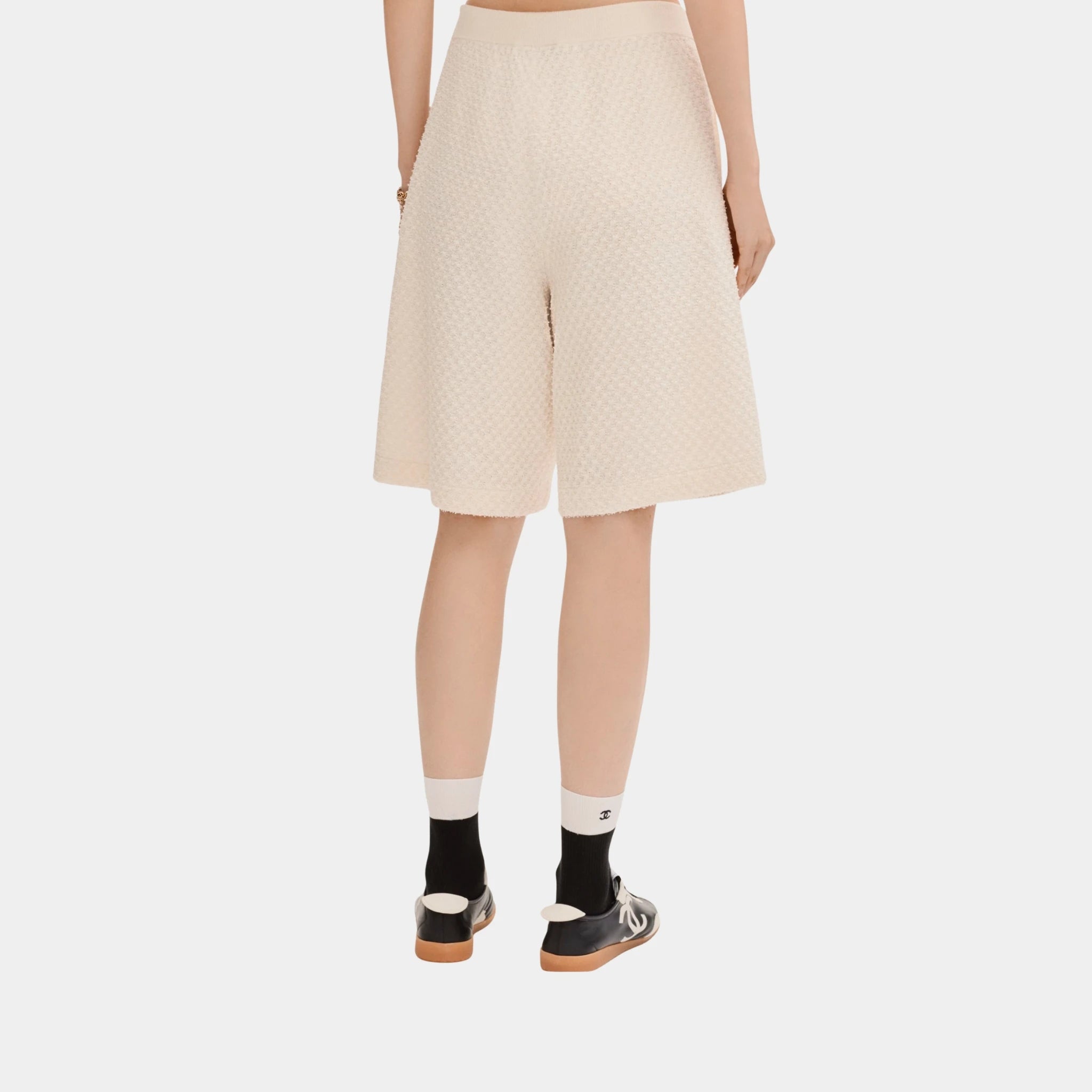 Chanel Bermuda Shorts in Silk Ecru, Back