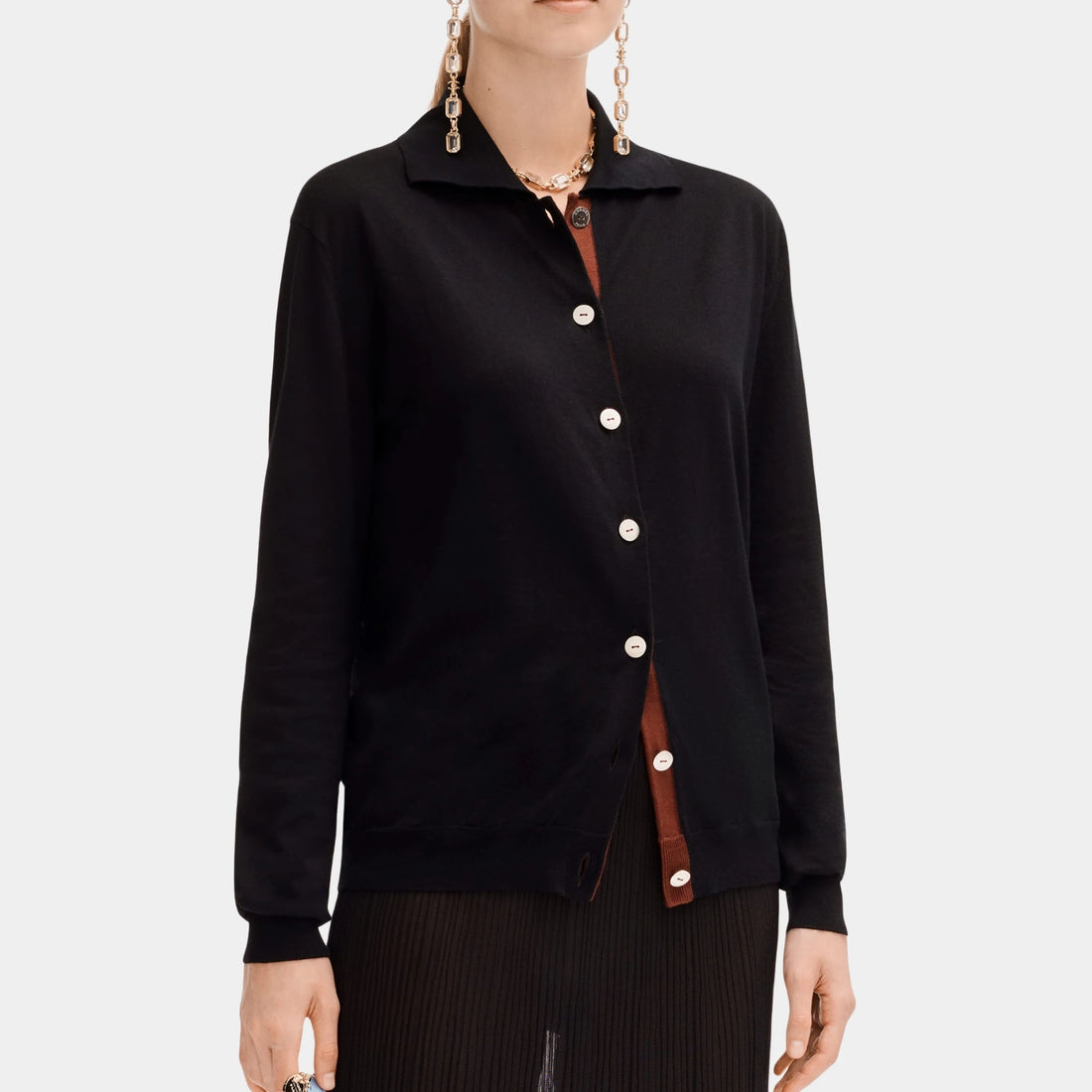 Chanel Black Cardigan in Cotton and Cashmere, Front