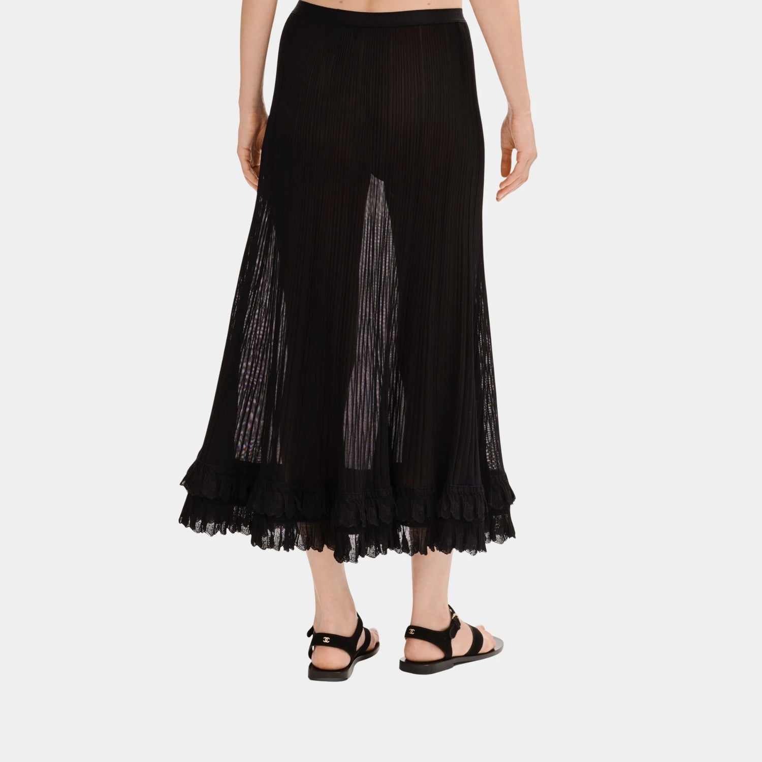 Chanel Black Long Skirt in Silk, Back