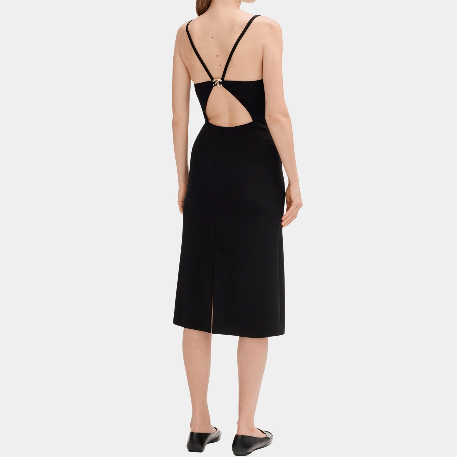 Chanel Black Midi Dress in Silk Crepe, Back