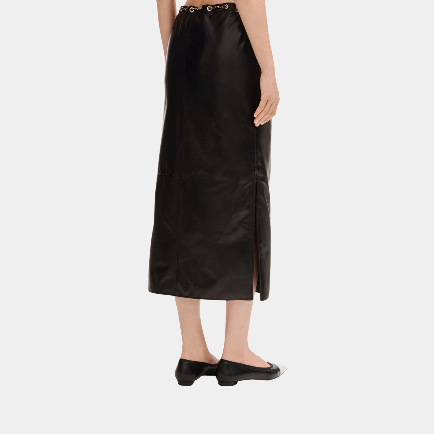 Chanel Black Midi Skirt in Lambskin, Back
