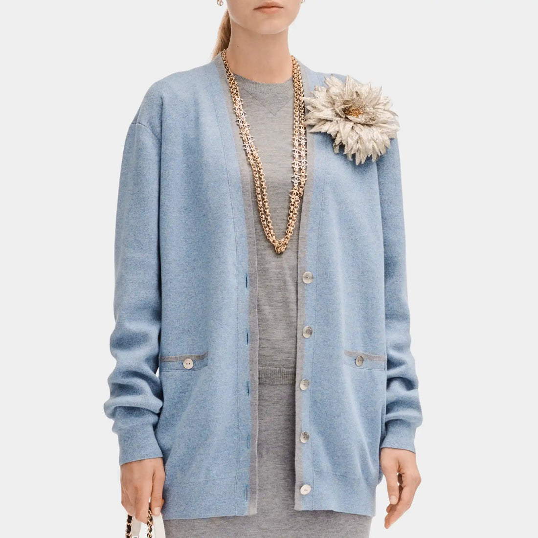 Chanel Blue Cardigan in Cotton, Front