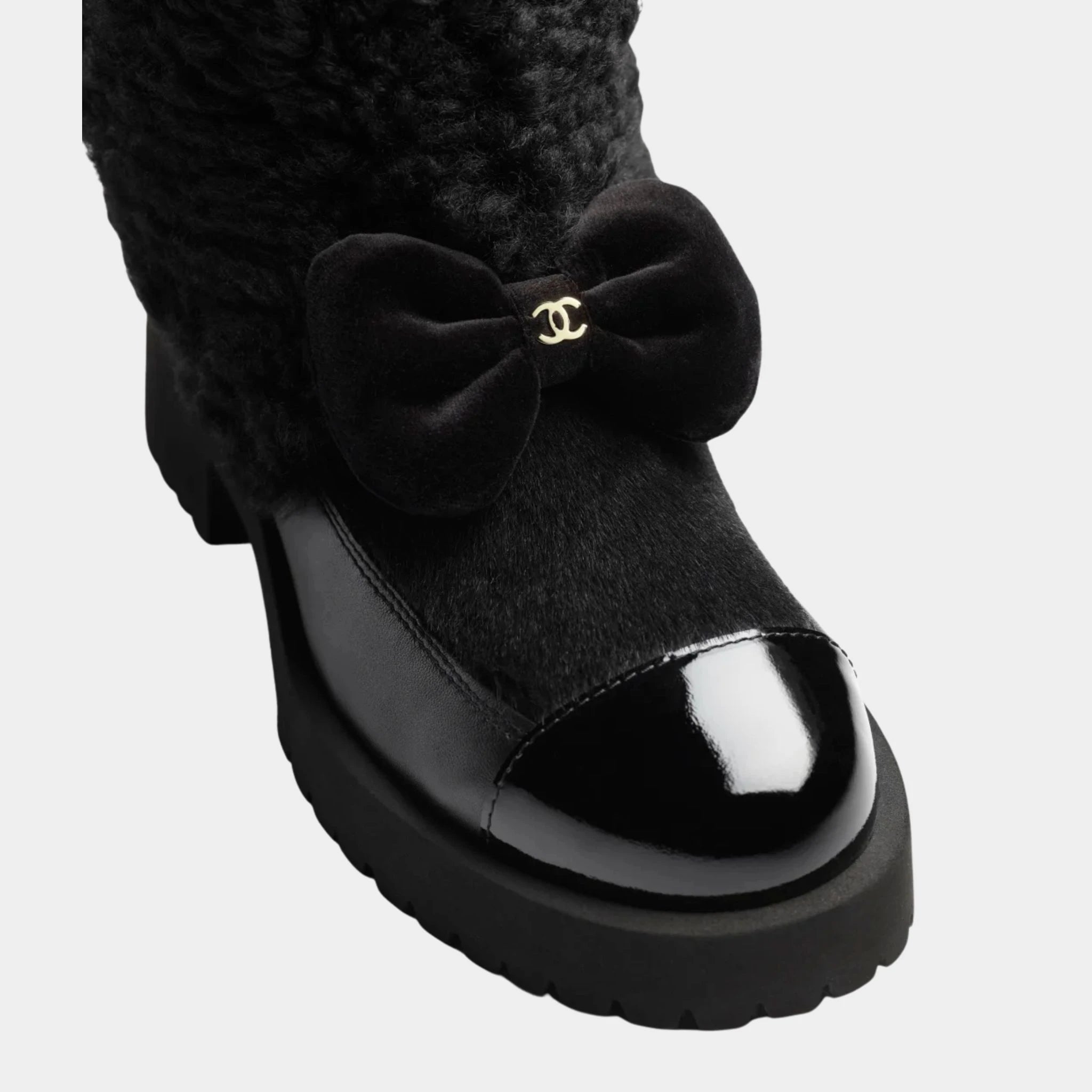 Chanel Boots Black Woolly lamb veal varnished lamb &amp; veal, Top