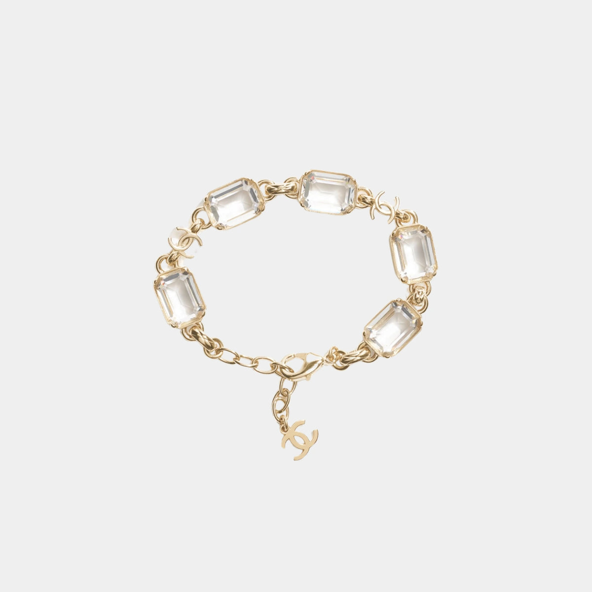 Bracelet in Gold Metal & Diamantes with CC Charm
