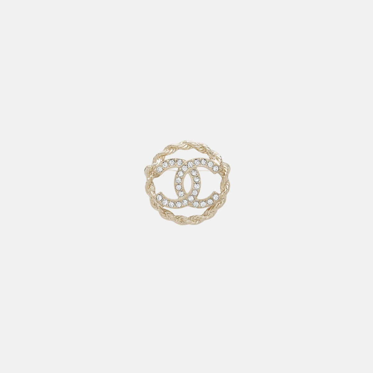 Brooch Metal Diamantes in Gold and Crystal