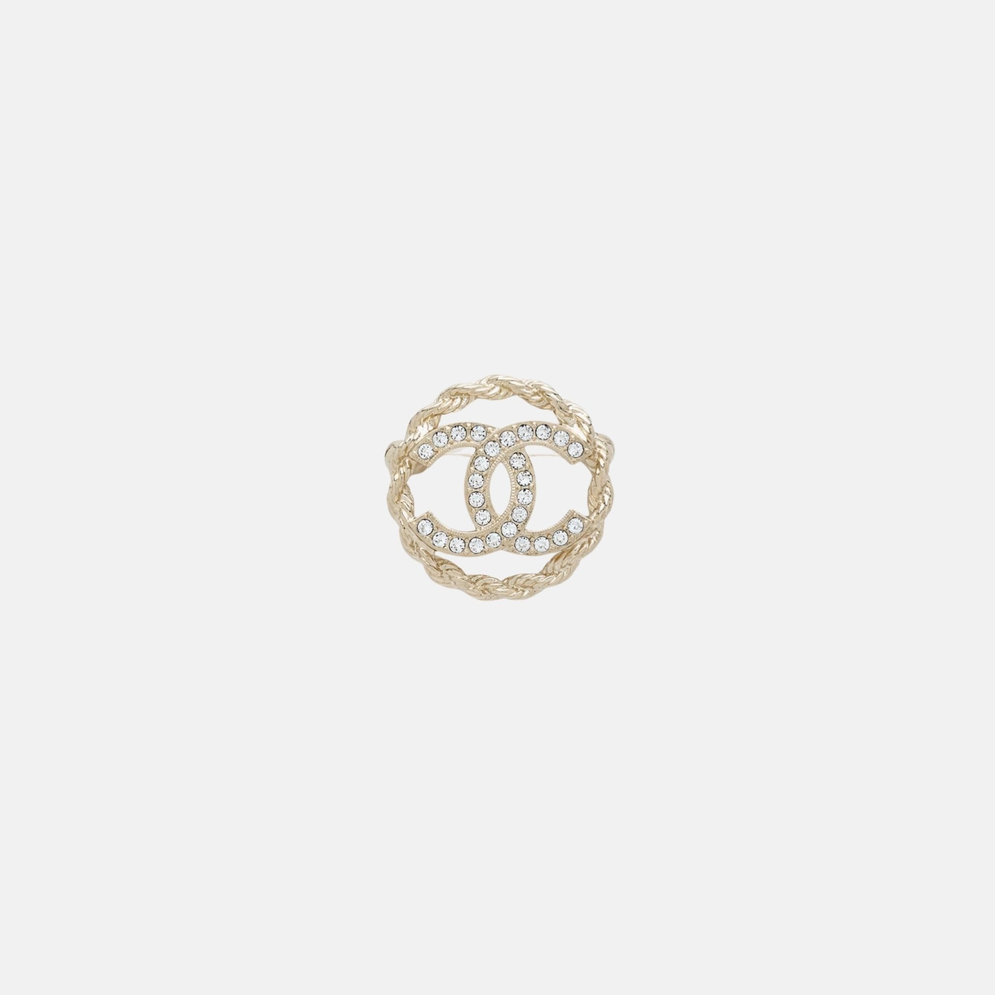 Chanel Brooch Metal Diamantes in Gold and Crystal