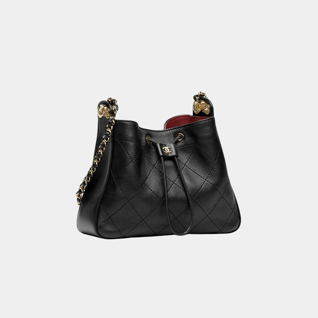 Bucket Bag Lamb Calf & Gold-Plated Metal Black