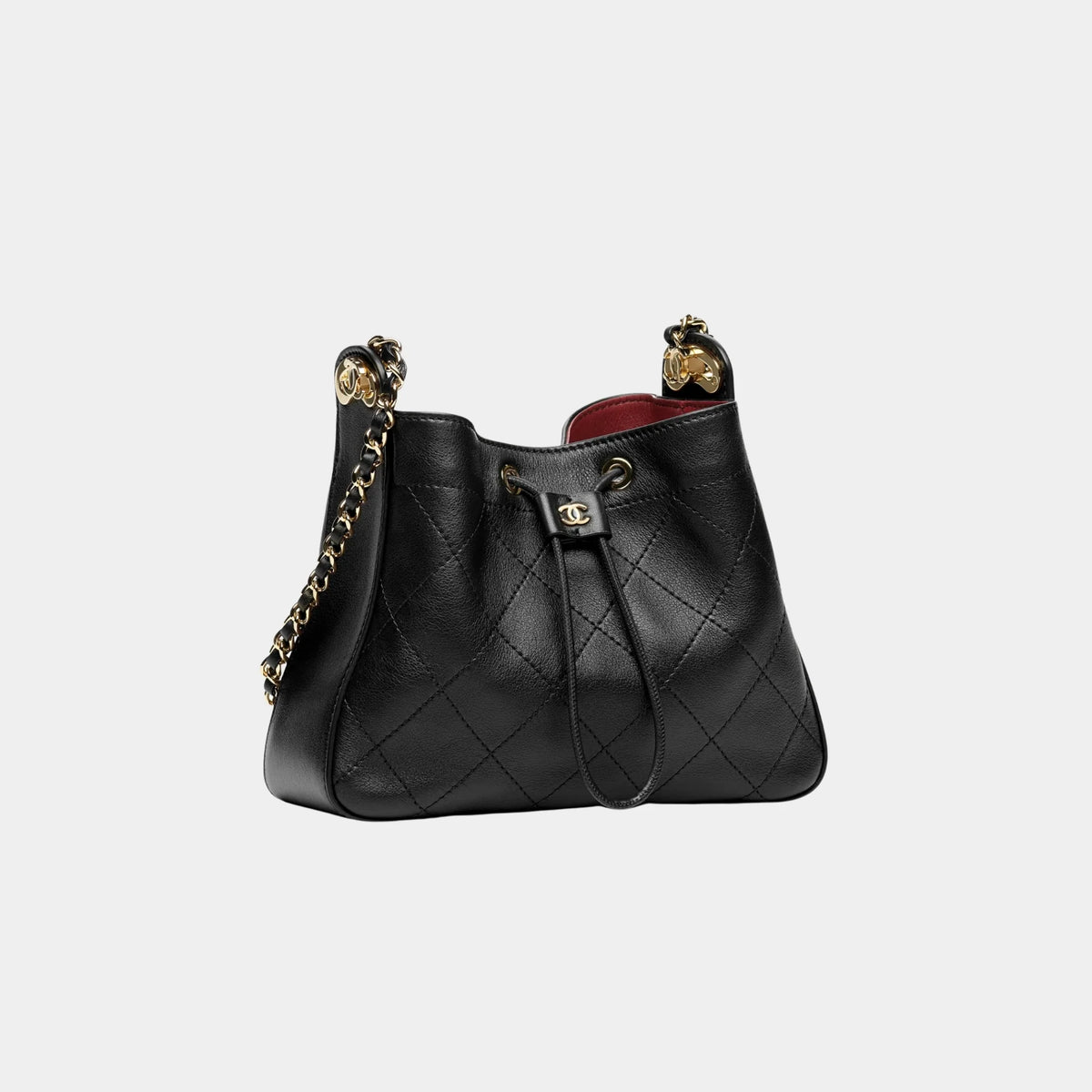 Bucket Bag Lamb Calf &amp; Gold-Plated Metal Black