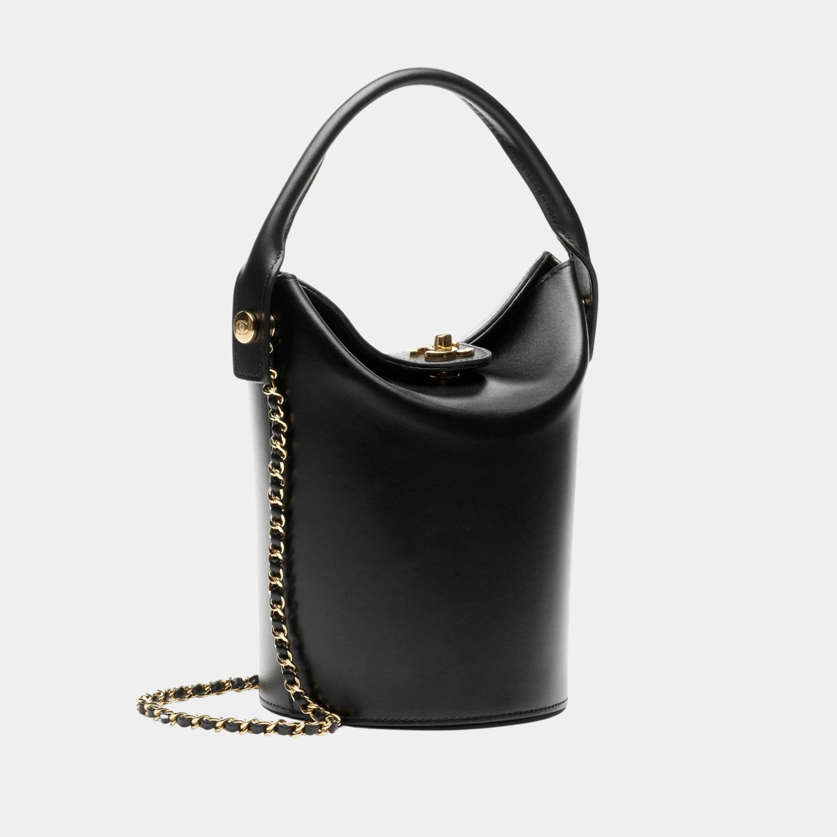 Chanel Bucket Bag Shiny Calfskin &amp; Gold-Tone Metal Black