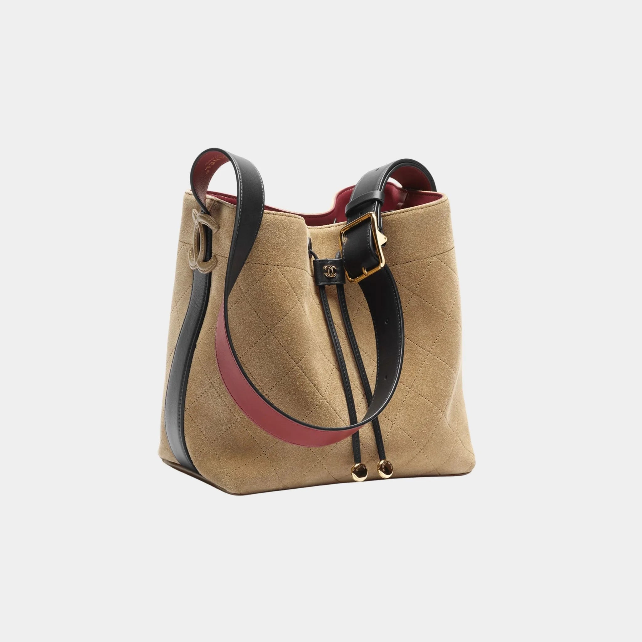 Bucket Bag Suede Calfskin, Calfskin &amp; Gold-Tone Metal