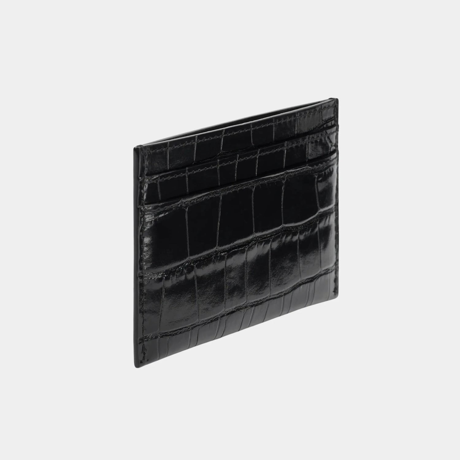 Chanel Card Holder in Crocodile Embossed Calfskin &amp; Gold-Tone Metal, Black, Back