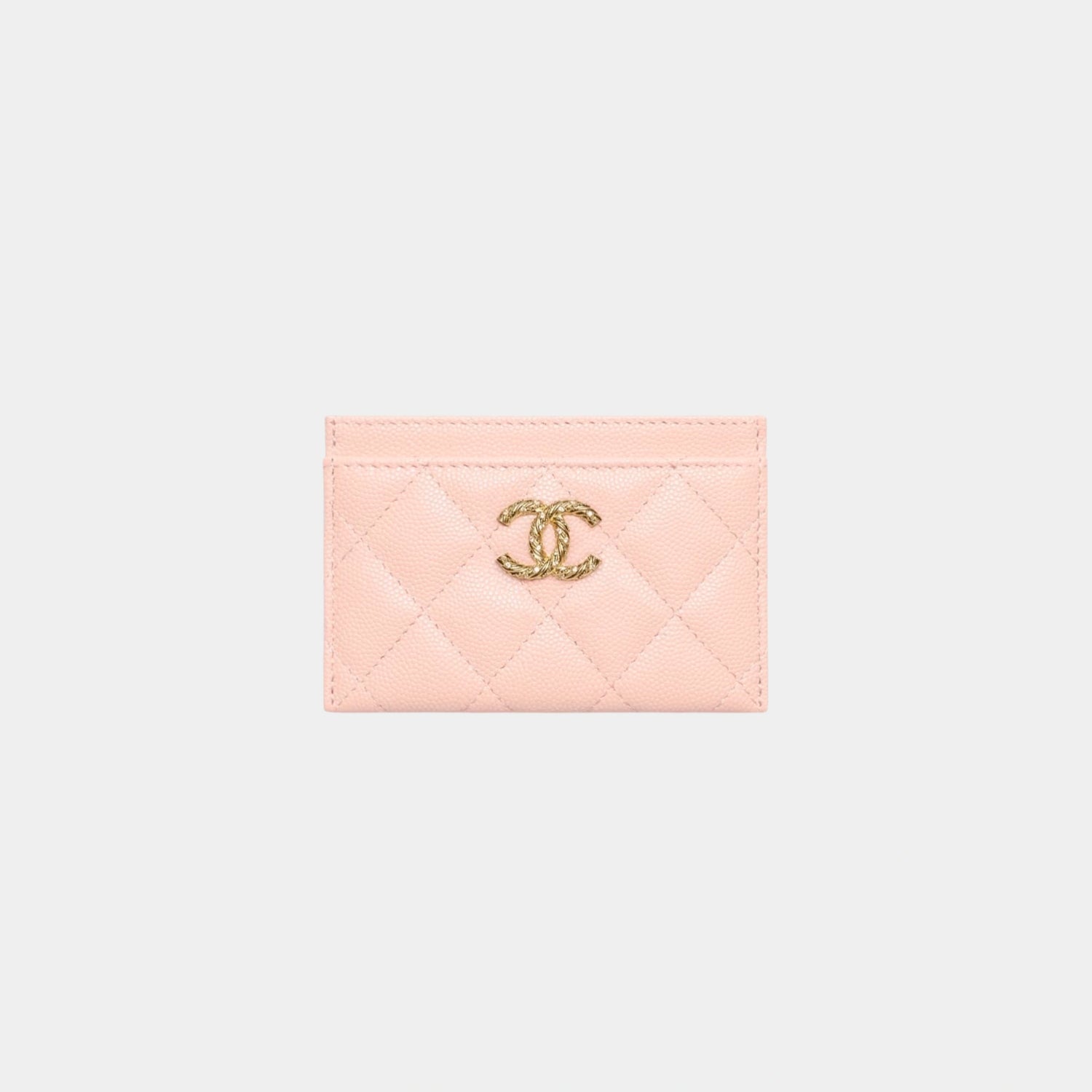 Chanel Card Holder in Strass Shiny Grained Calfskin &amp; Gold Tone Metal, Light Pink
