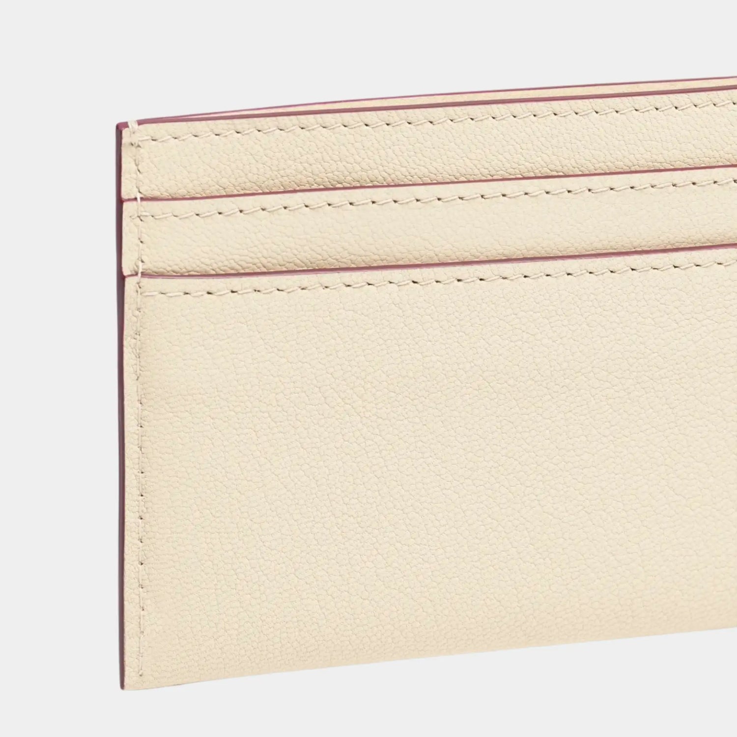 Chanel Card Holder in Grained Goatskin &amp; Gold Metal, Beige, Back