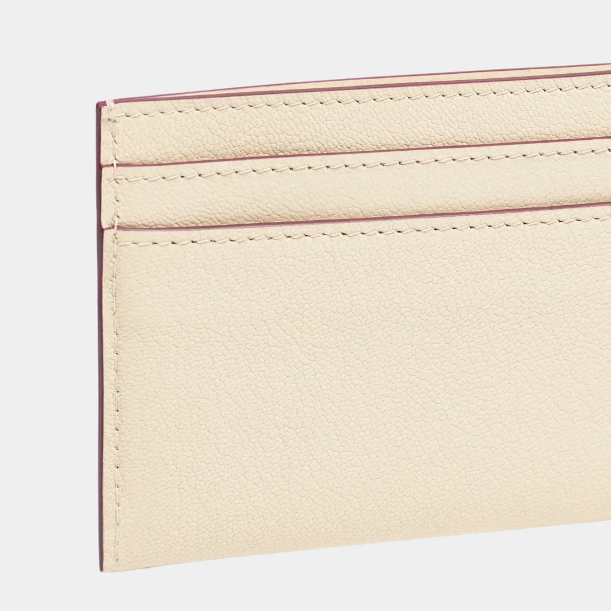 Chanel Card Holder in Grained Goatskin &amp; Gold Metal, Beige, Back