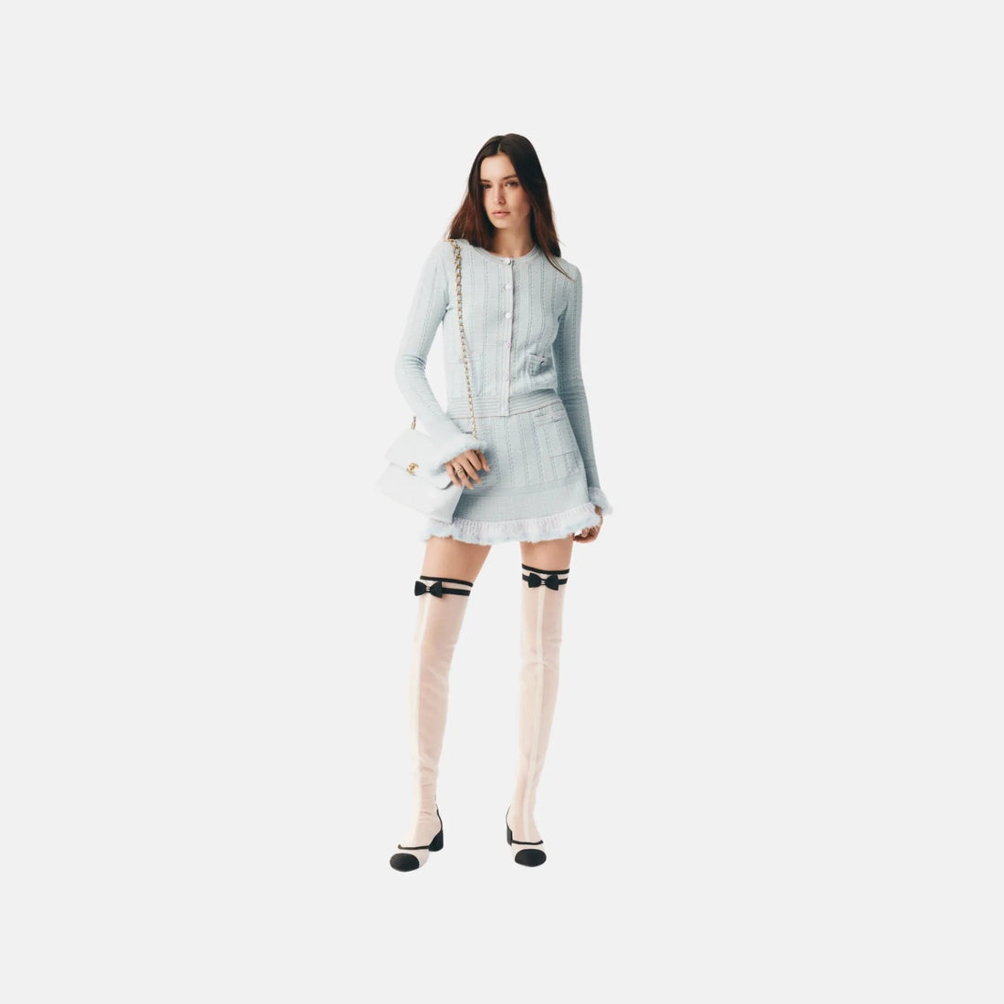Chanel Cardigan in Cashmere, Cotton and Feathers, Front