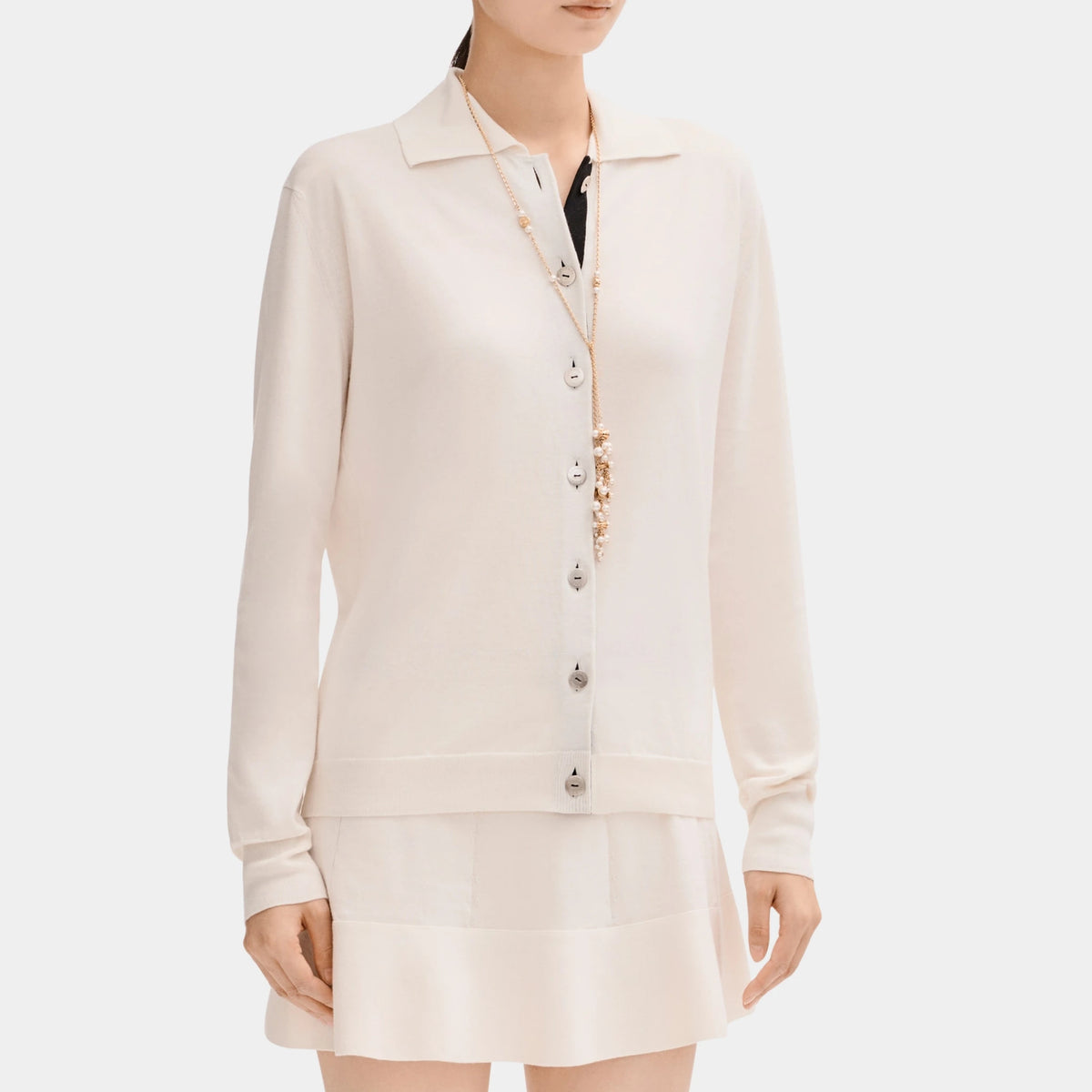 Cardigan in Cotton and Cashmere Ivory