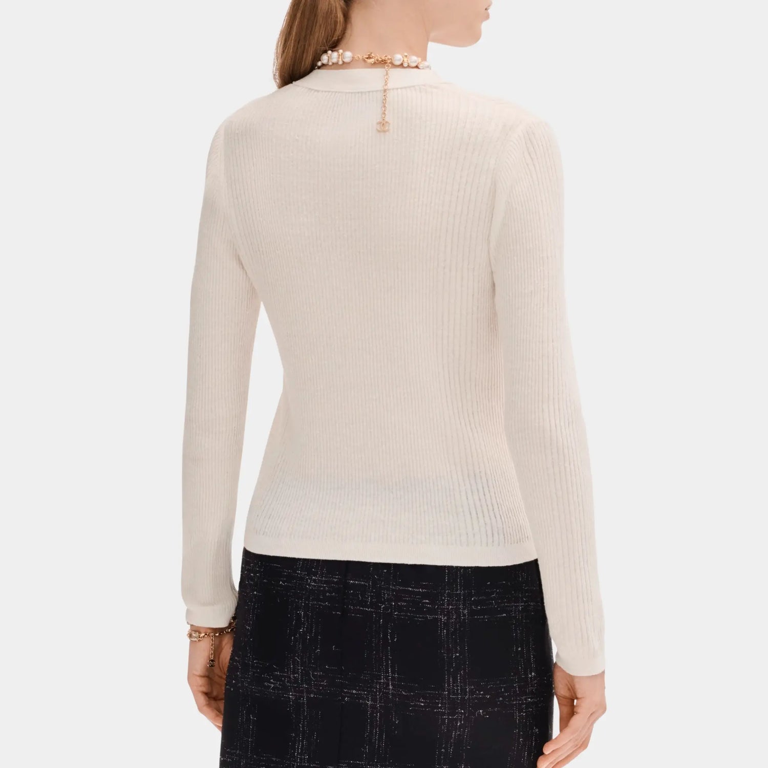 Chanel Cardigan in White Linen and Cotton, Back