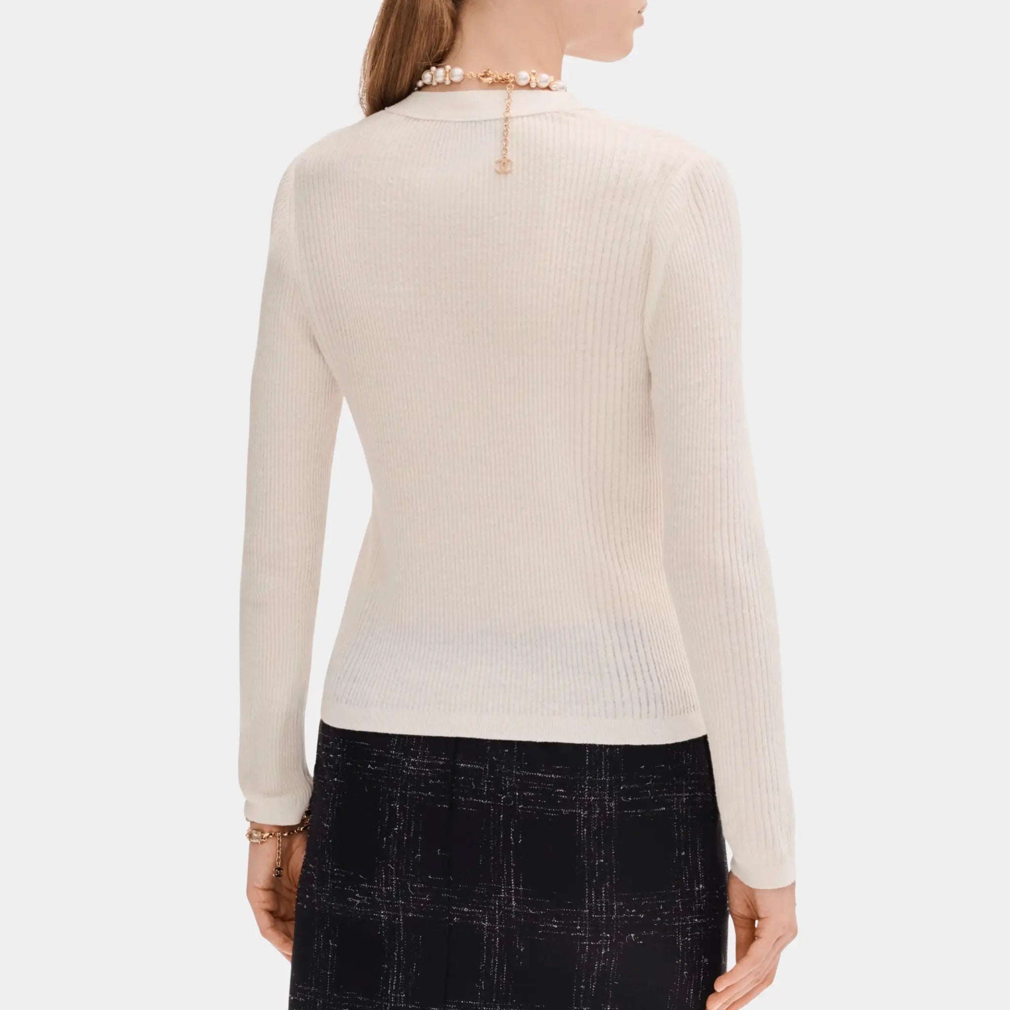 Chanel Cardigan in White Linen and Cotton, Back