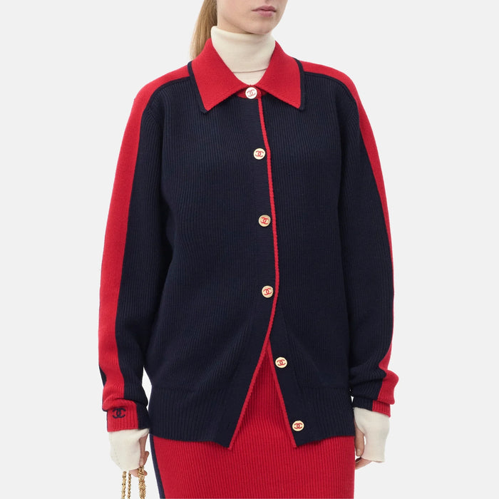 Chanel Cardigan Wool in Navy Blue and Red — Coco Neige 2026