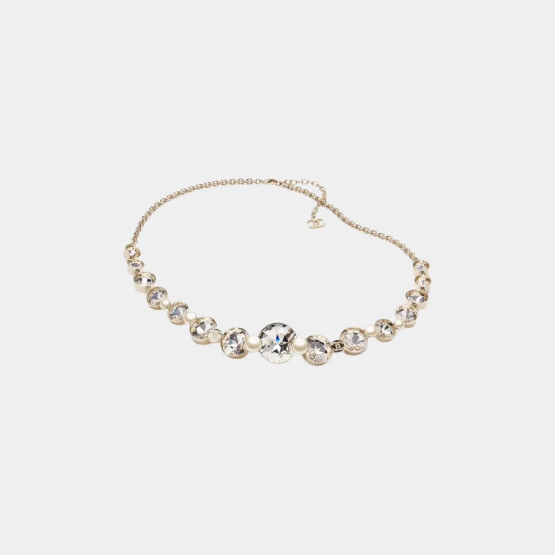 Chain belt Metal Resin &amp; Rhinestones Gold Pearly White &amp; Crystal