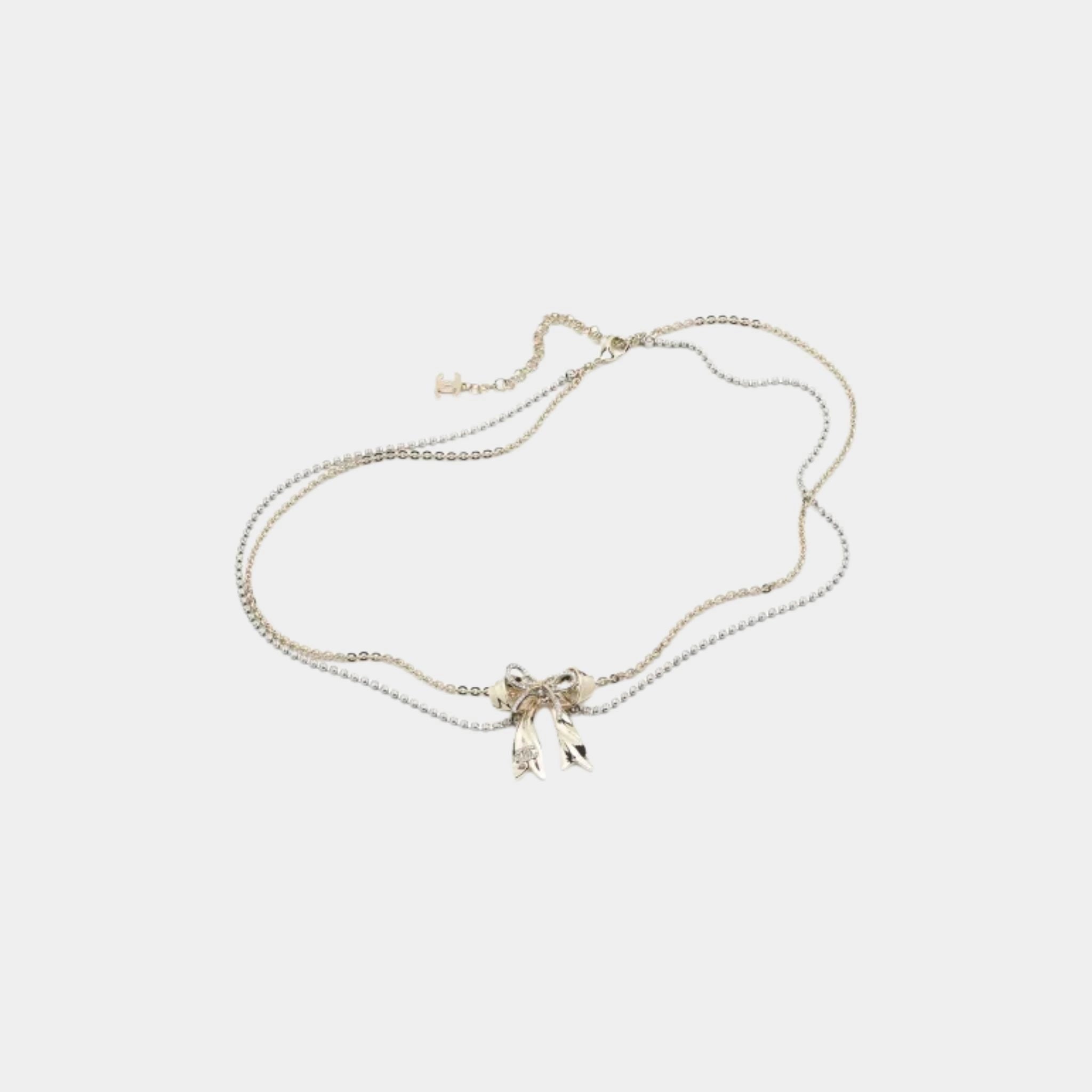 Chanel Chain belt Metal &amp; Rhinestones Silver Gold &amp; Crystal, Front