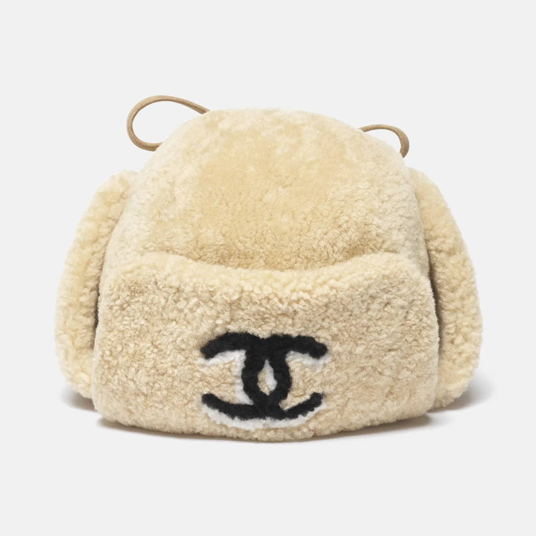 Chanel Chapka shearling lambskin beige black and white Coco Neige 2026 front view