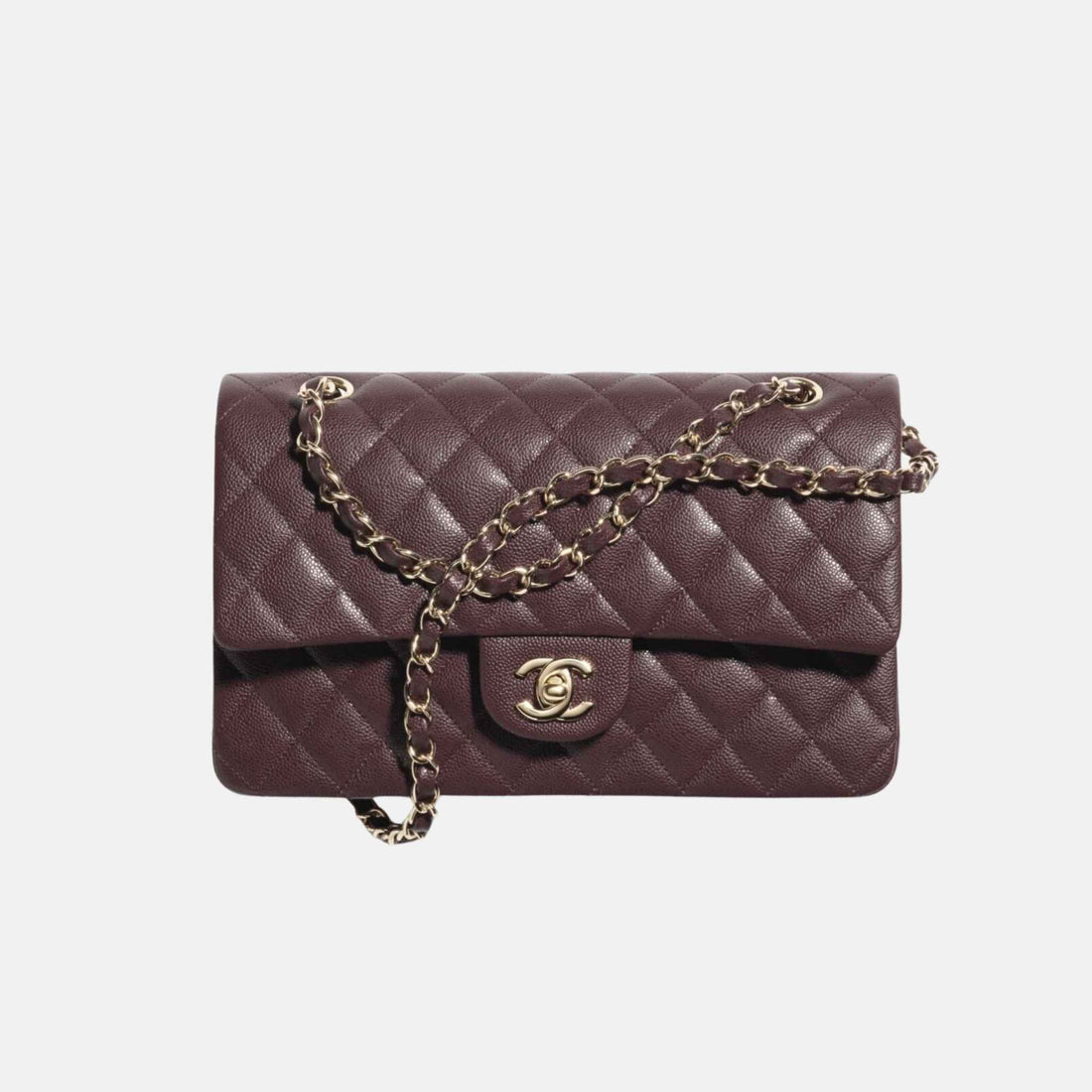 Chanel Classic 11.12 Handbag In Grained Shiny Calfskin And Gold Tone, Dark Brown, Front